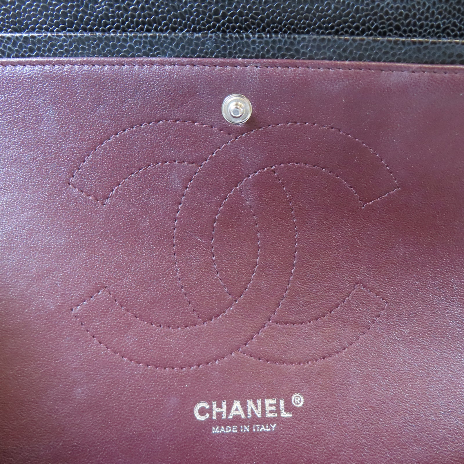 CHANEL **【激減優惠】菱格Caviar皮革Classic Jumbo銀扣鏈帶肩背袋黑色