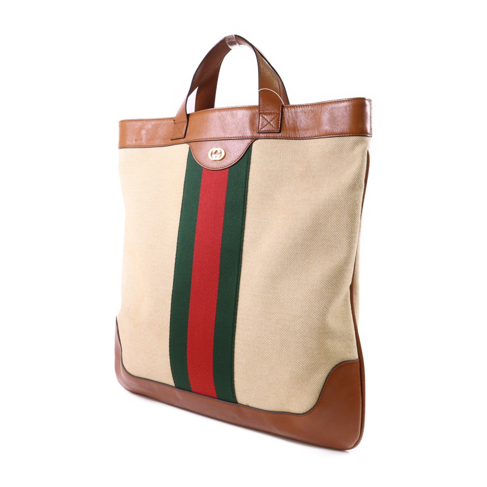 GUCCI 帆布Sherry Line Vintage Tote Bag金扣手挽肩背兩用袋