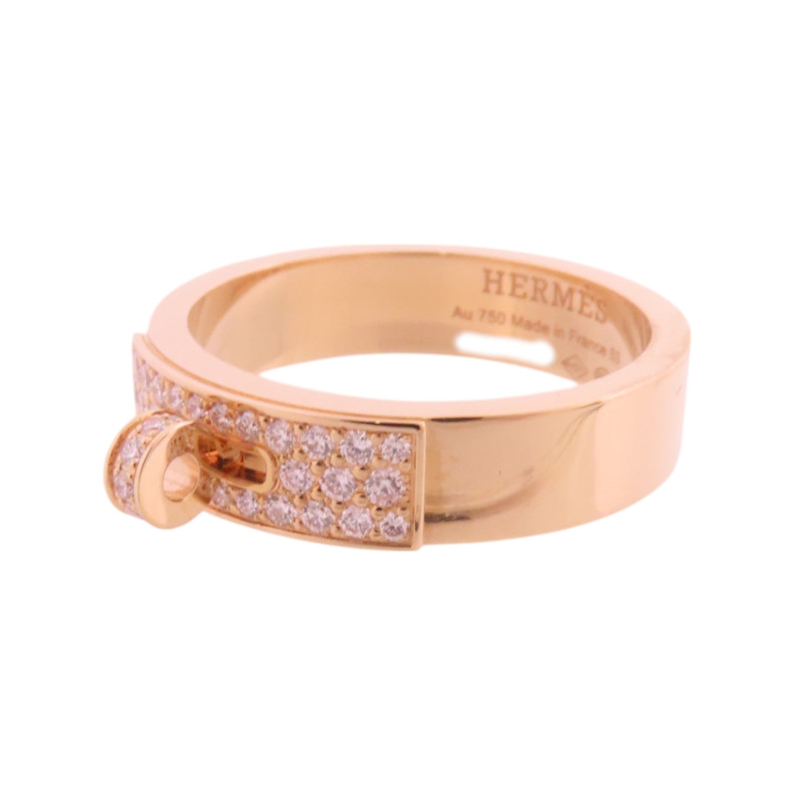 HERMES 18K玫瑰金Kelly Ring鑽石戒指#53/US#6.25