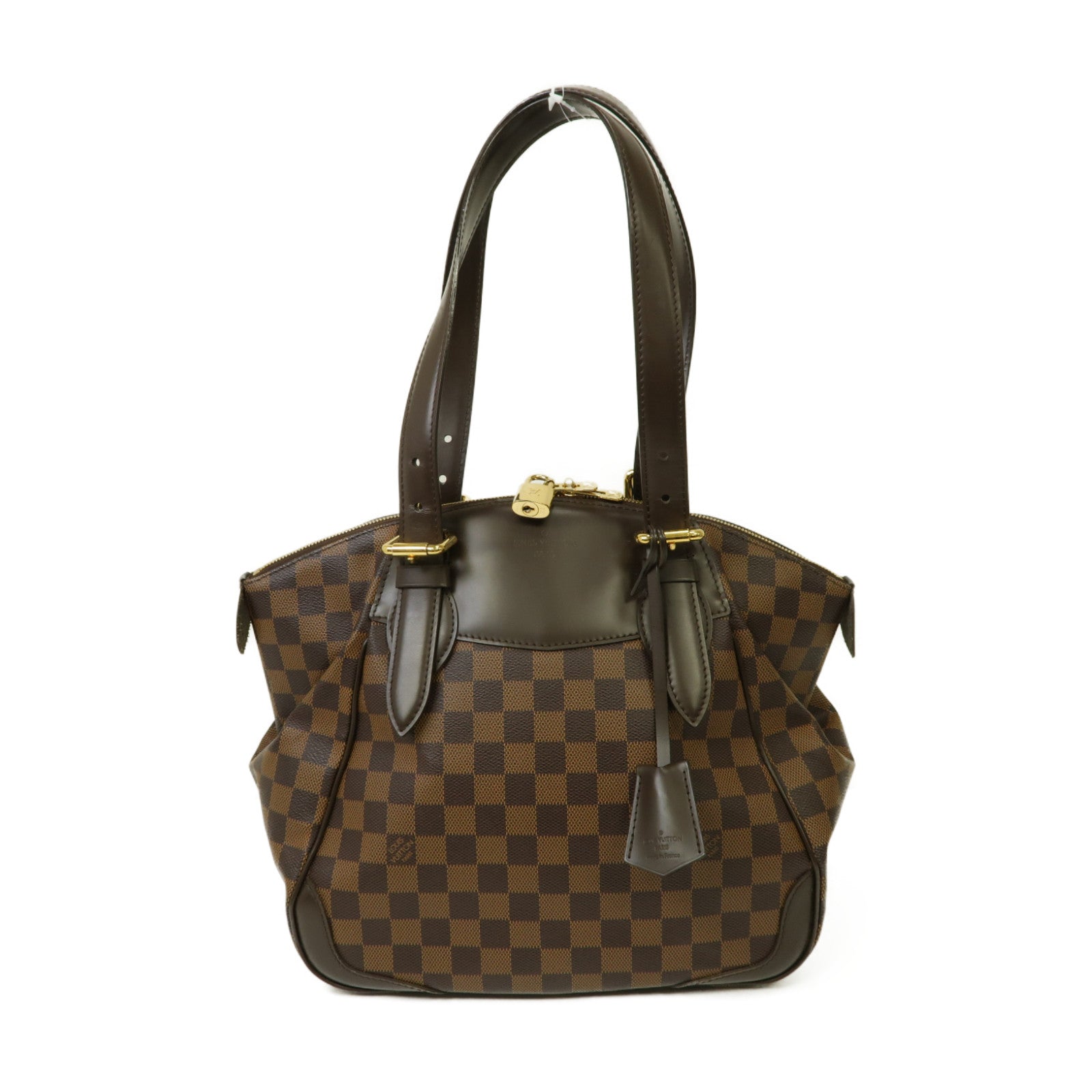 LOUIS VUITTON 【激減優惠】Damier Verona MM金扣肩背袋棕色