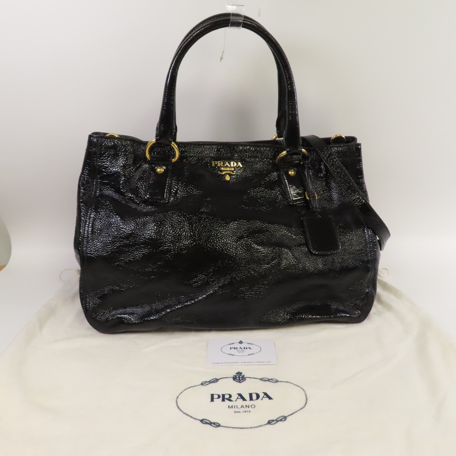 PRADA 【激減優惠】牛皮皮革2 Way Shoulder金扣手挽肩背兩用袋黑色