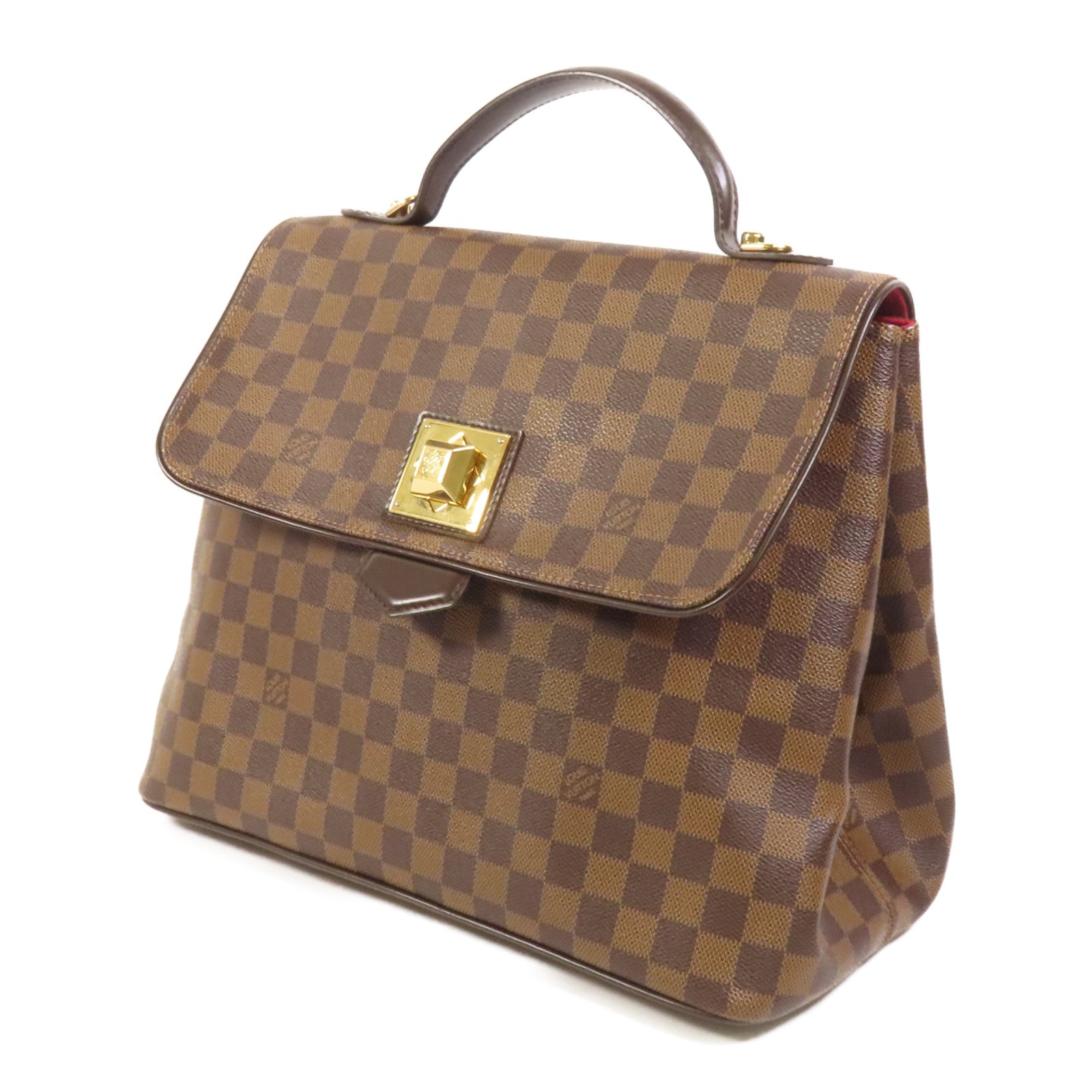 LOUIS VUITTON Damier Bergamo MM金扣手挽袋