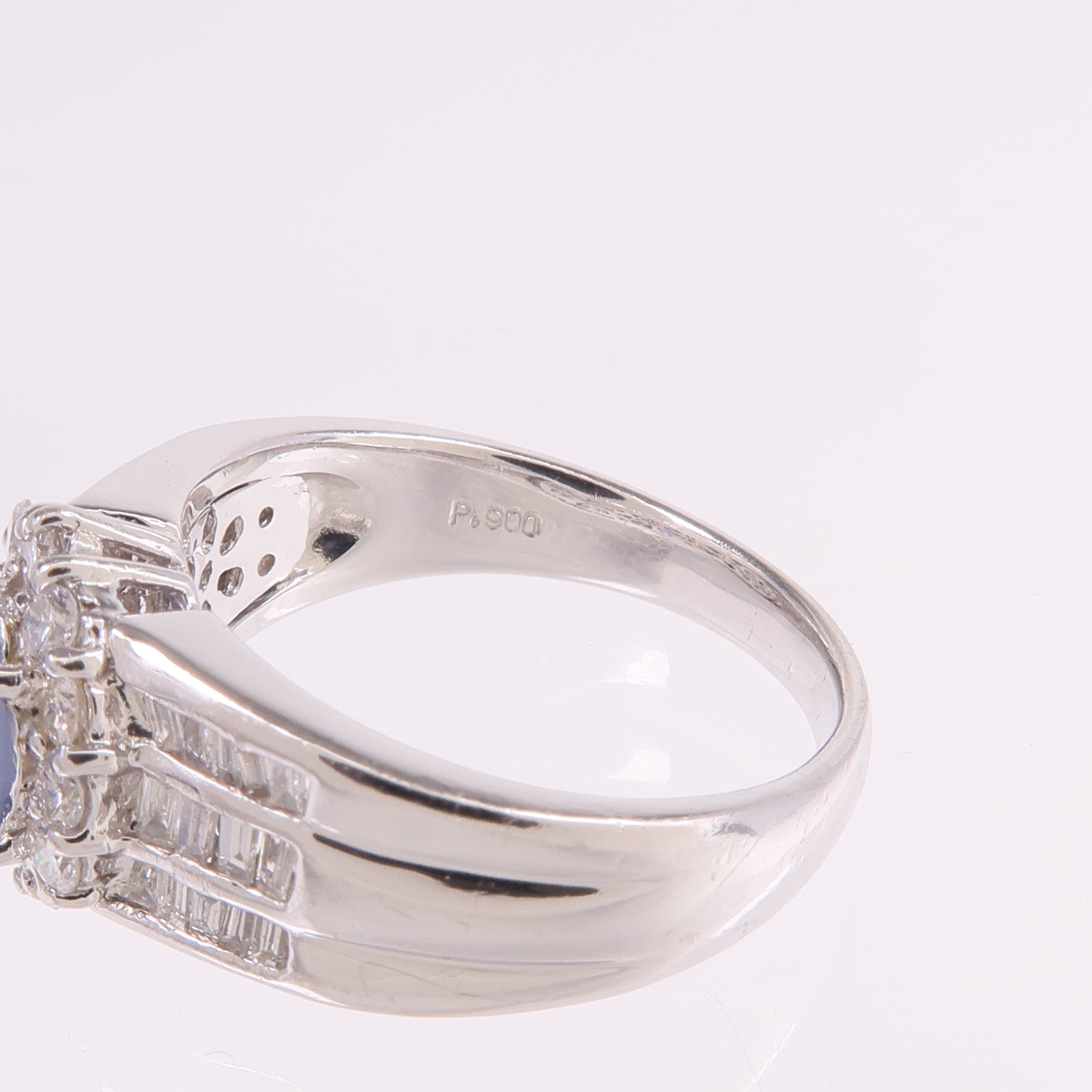 JEWELRY 【激減優惠】PT900鉑金Star Sapphire Diamond Ring星光藍寶石/鑽石戒指US#6