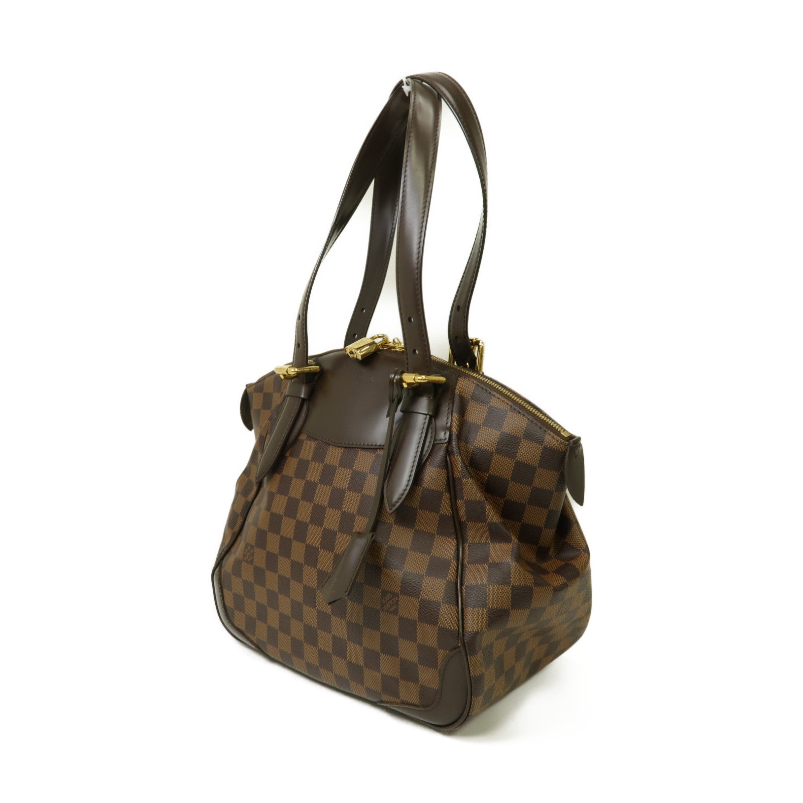 LOUIS VUITTON 【激減優惠】Damier Verona MM金扣肩背袋棕色