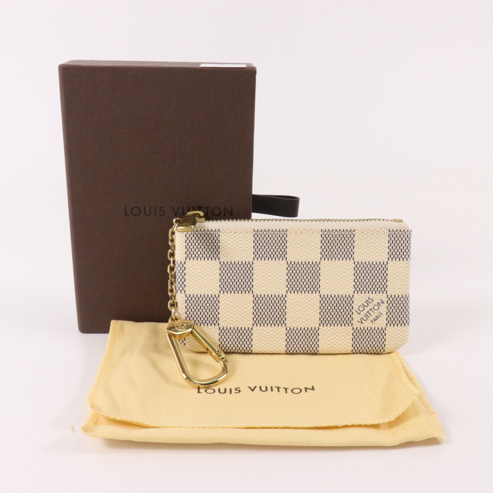 LOUIS VUITTON Damier Azur Pochette Cles Key Pouch Coin Purse金扣鎖匙/零錢包