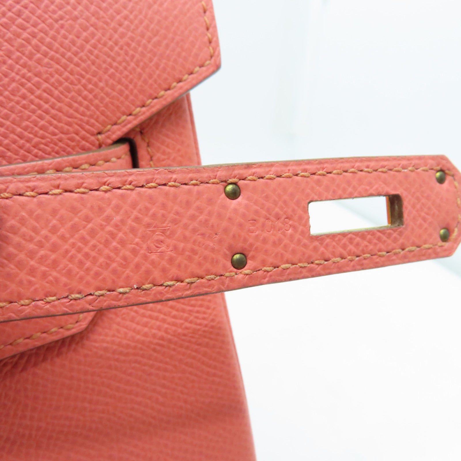 HERMES Epsom皮革Birkin 30金扣手挽袋Flamengo粉红色