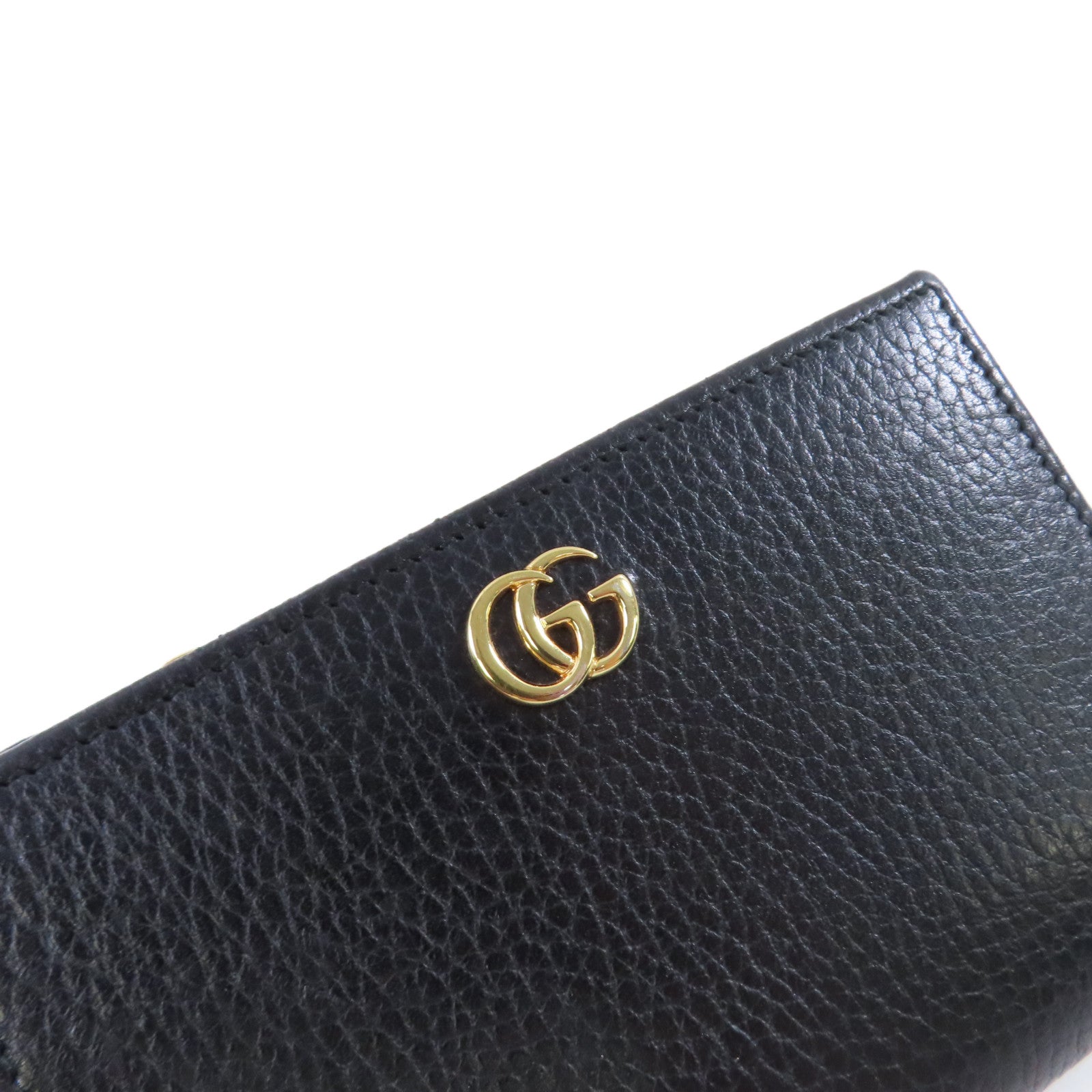 GUCCI 牛皮皮革Petit GG Marmont L-Shaped Zipper Medium Wallet金扣錢包黑色