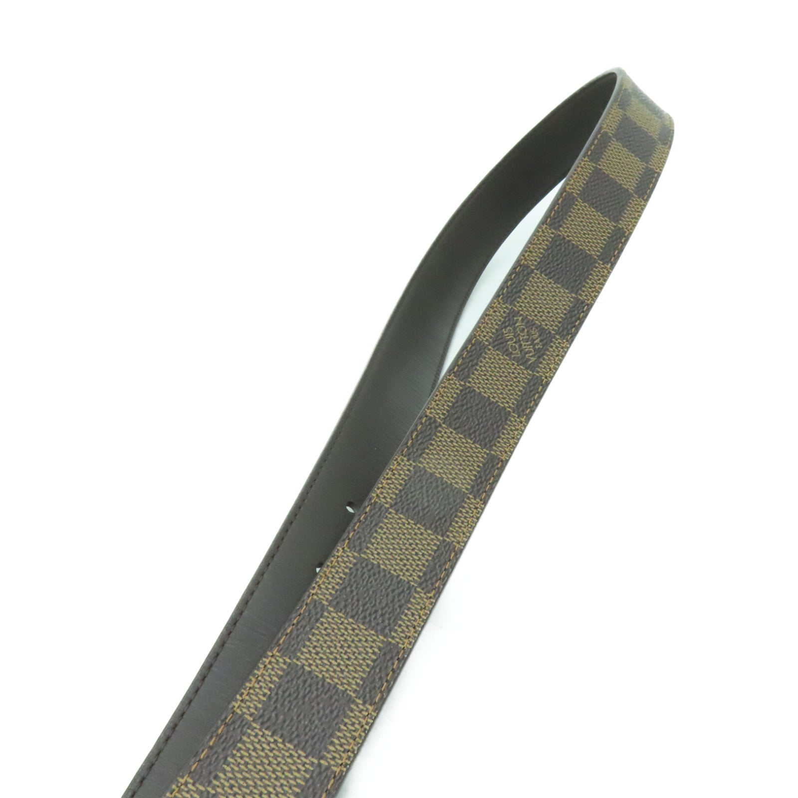 LOUIS VUITTON 【激減優惠】Damier Belt金扣皮帶棕色