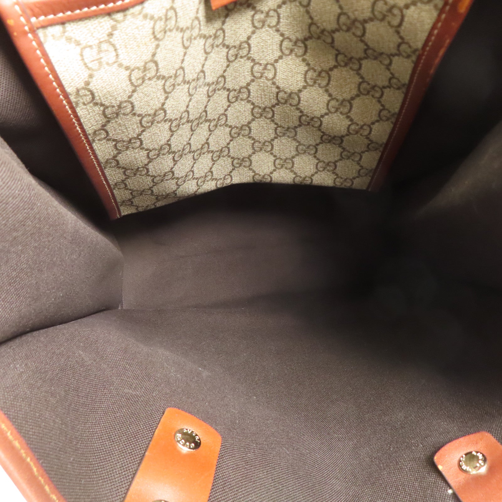 GUCCI GG GHW Tote Bag 211135 Coated Canvas Brown