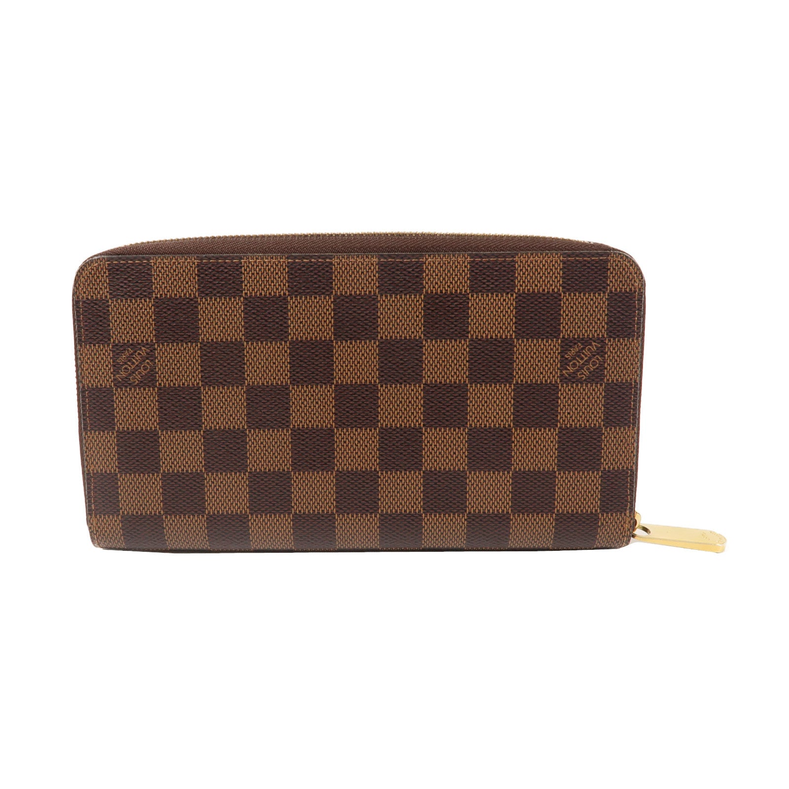 LOUIS VUITTON Damier Zippy Organizer金扣拉鍊長錢包啡色