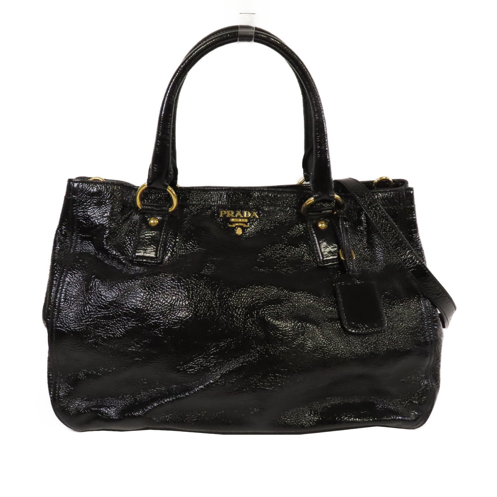 PRADA 【激減優惠】牛皮皮革2 Way Shoulder金扣手挽肩背兩用袋黑色