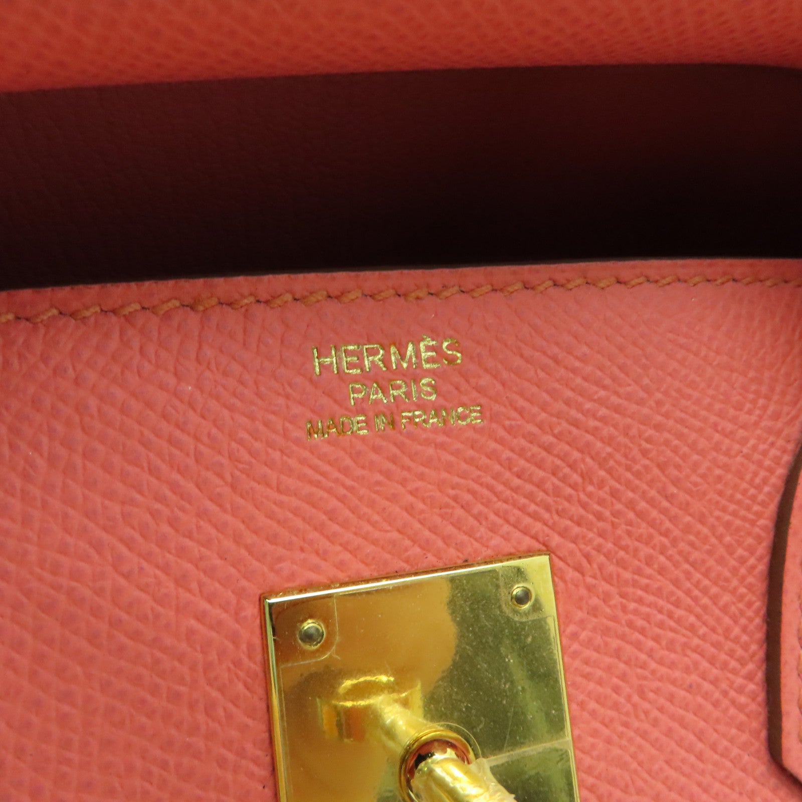 HERMES Epsom皮革Birkin 30金扣手挽袋Flamengo粉红色