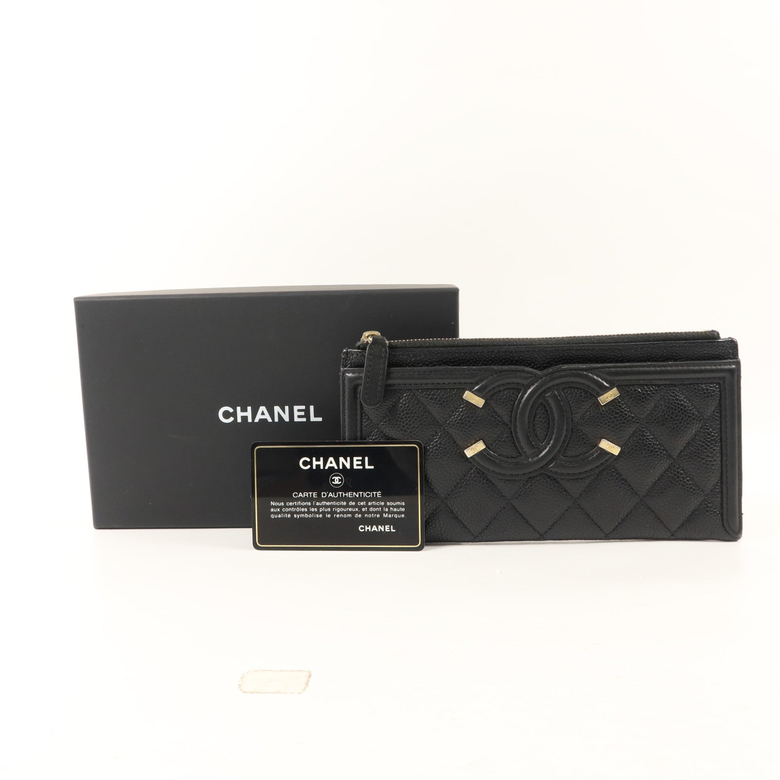 CHANEL 牛皮皮革CC Filigree Long Wallet長錢包