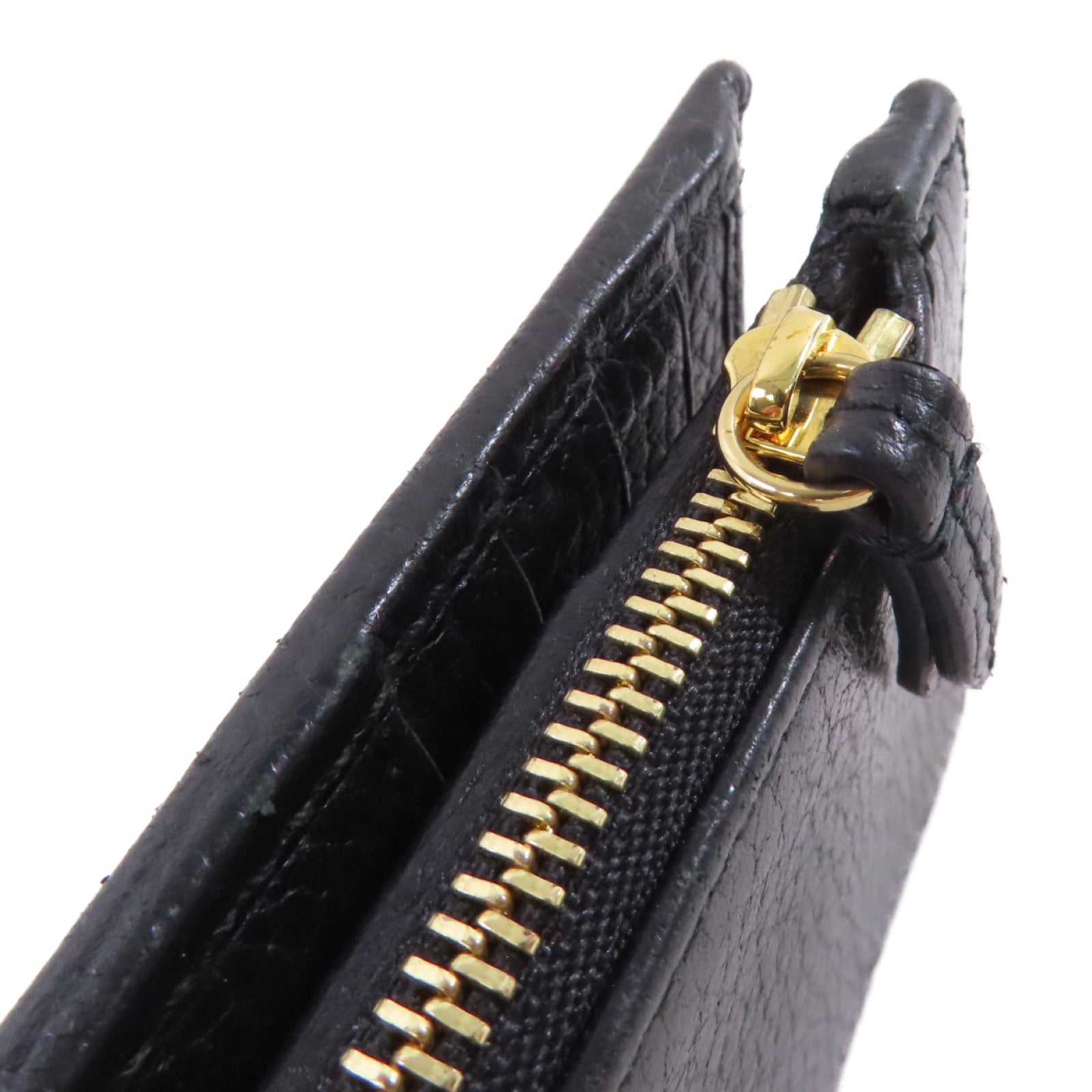 GUCCI 牛皮皮革Petit GG Marmont L-Shaped Zipper Medium Wallet金扣錢包黑色