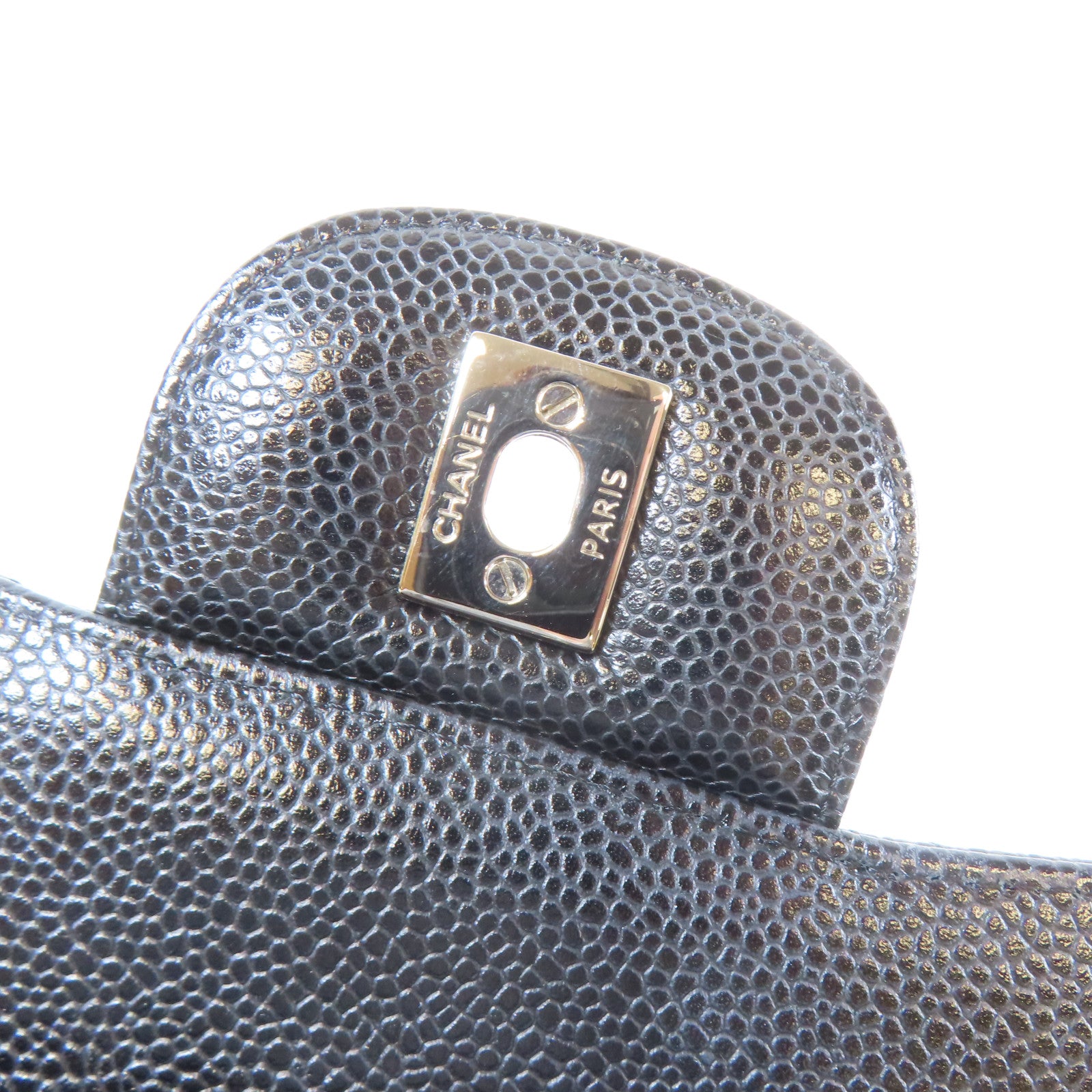 CHANEL **【激減優惠】菱格Caviar皮革Classic Jumbo銀扣鏈帶肩背袋黑色