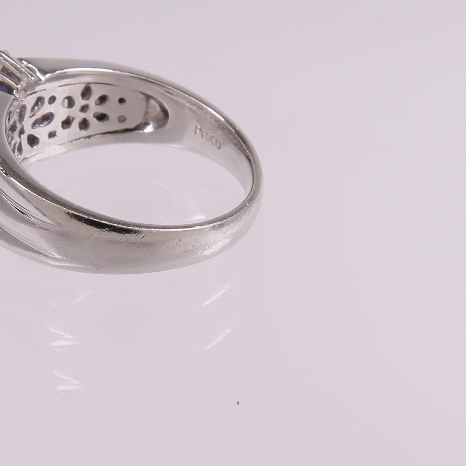 JEWELRY 【激減優惠】PT900鉑金Star Sapphire Diamond Ring星光藍寶石/鑽石戒指US#6