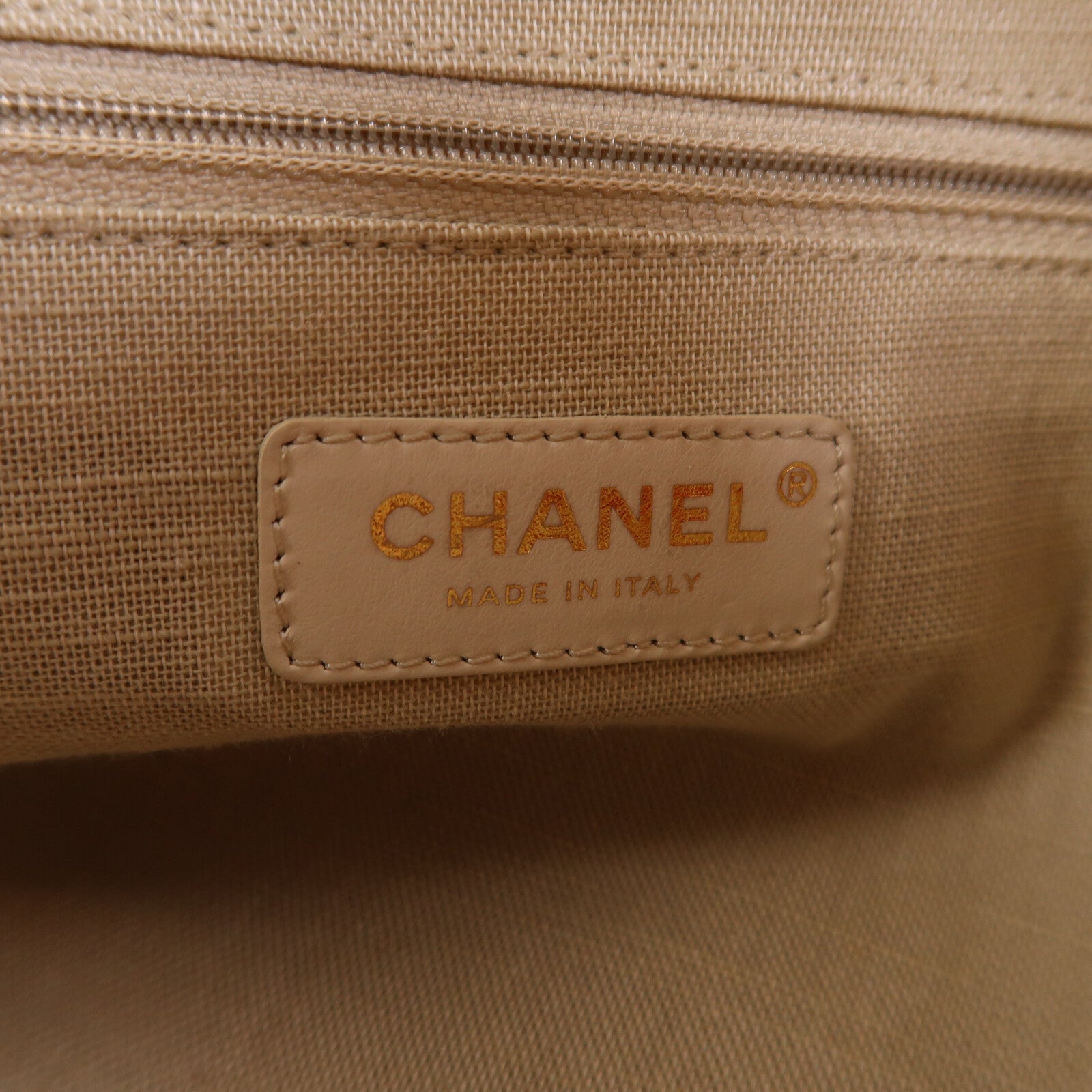 CHANEL 帆布Deauville Tote金扣手挽肩背兩用袋