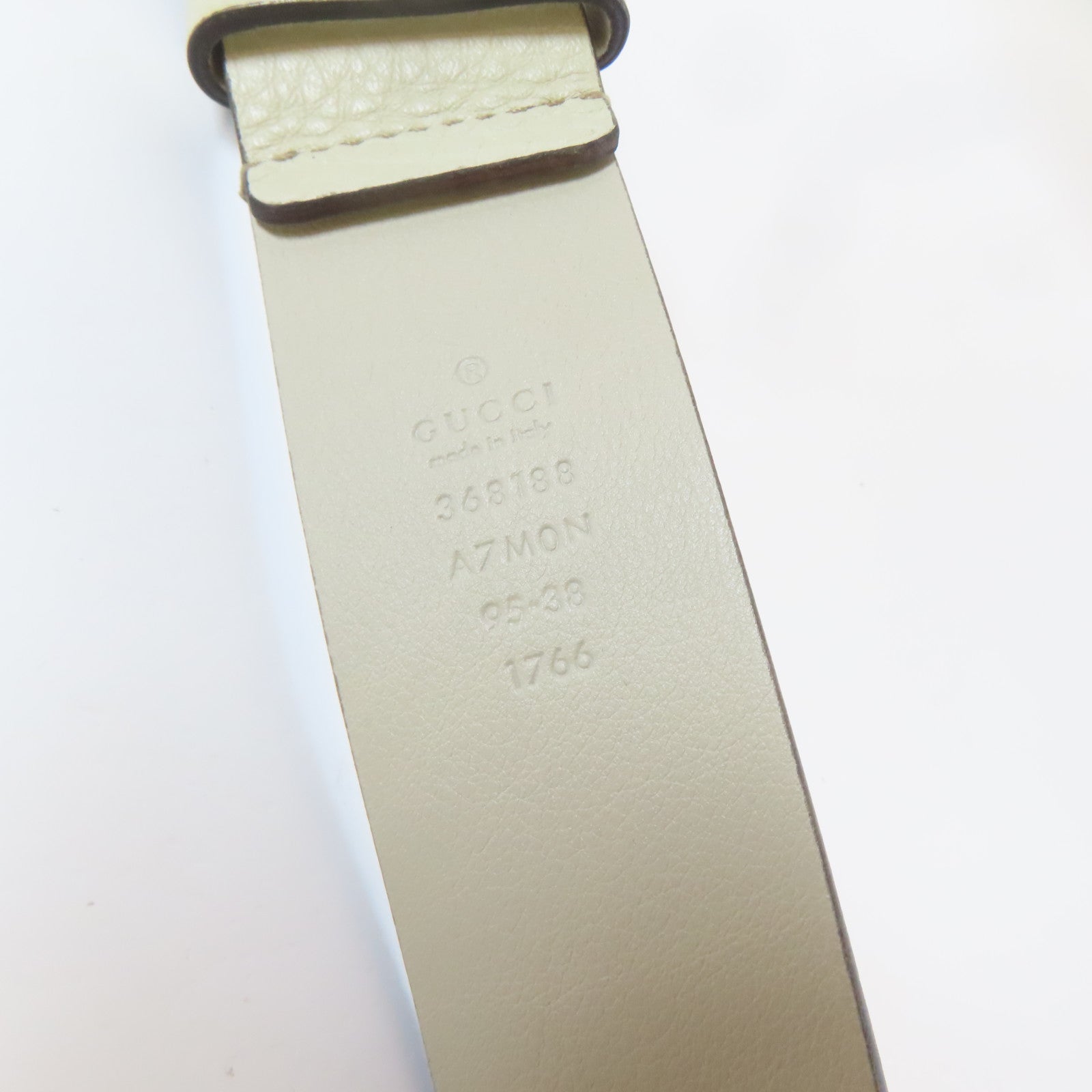 GUCCI 【激減優惠】牛皮皮革Belt銀扣皮帶白色