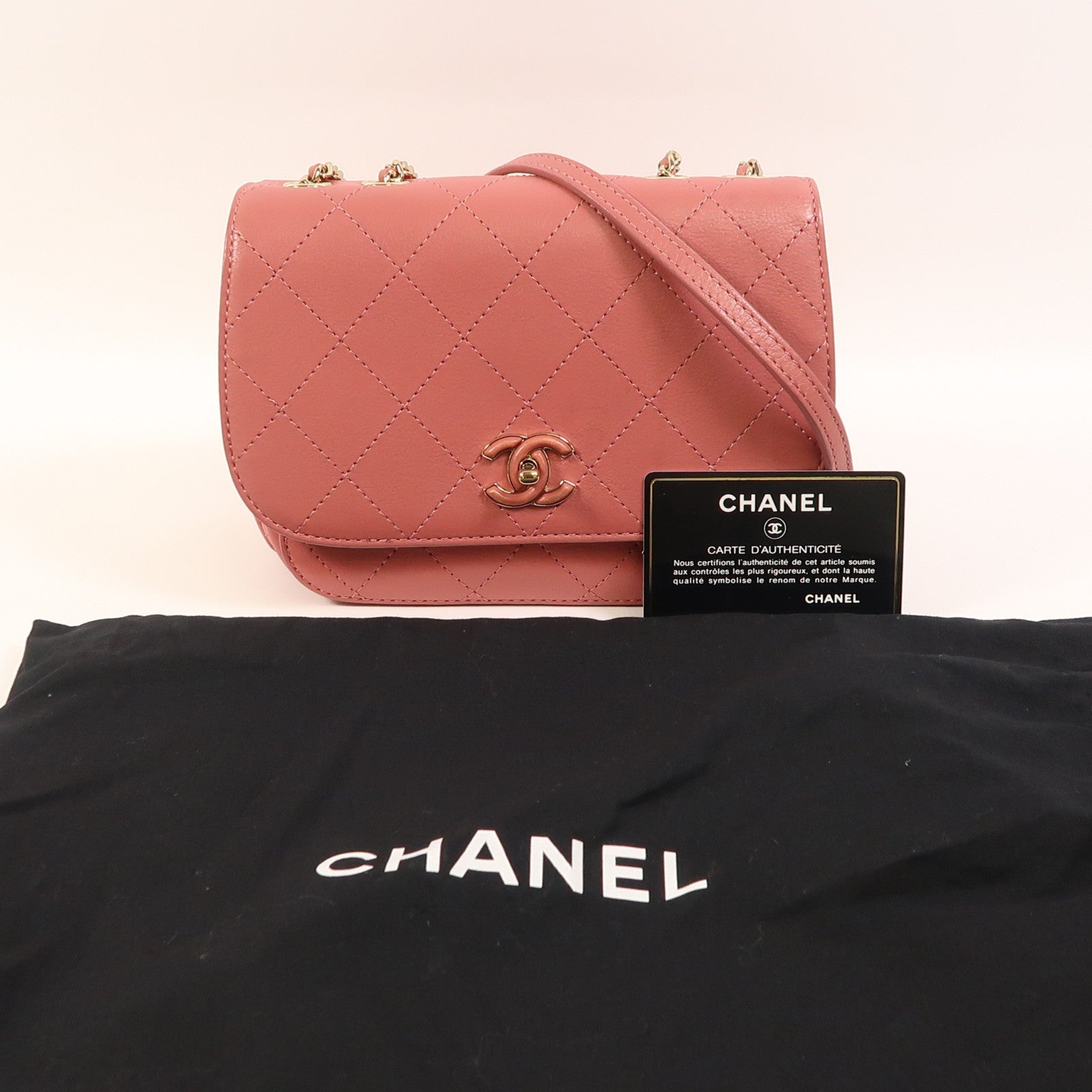CHANEL 【激減優惠】牛皮皮革Chain Shoulder金扣鏈帶肩背袋