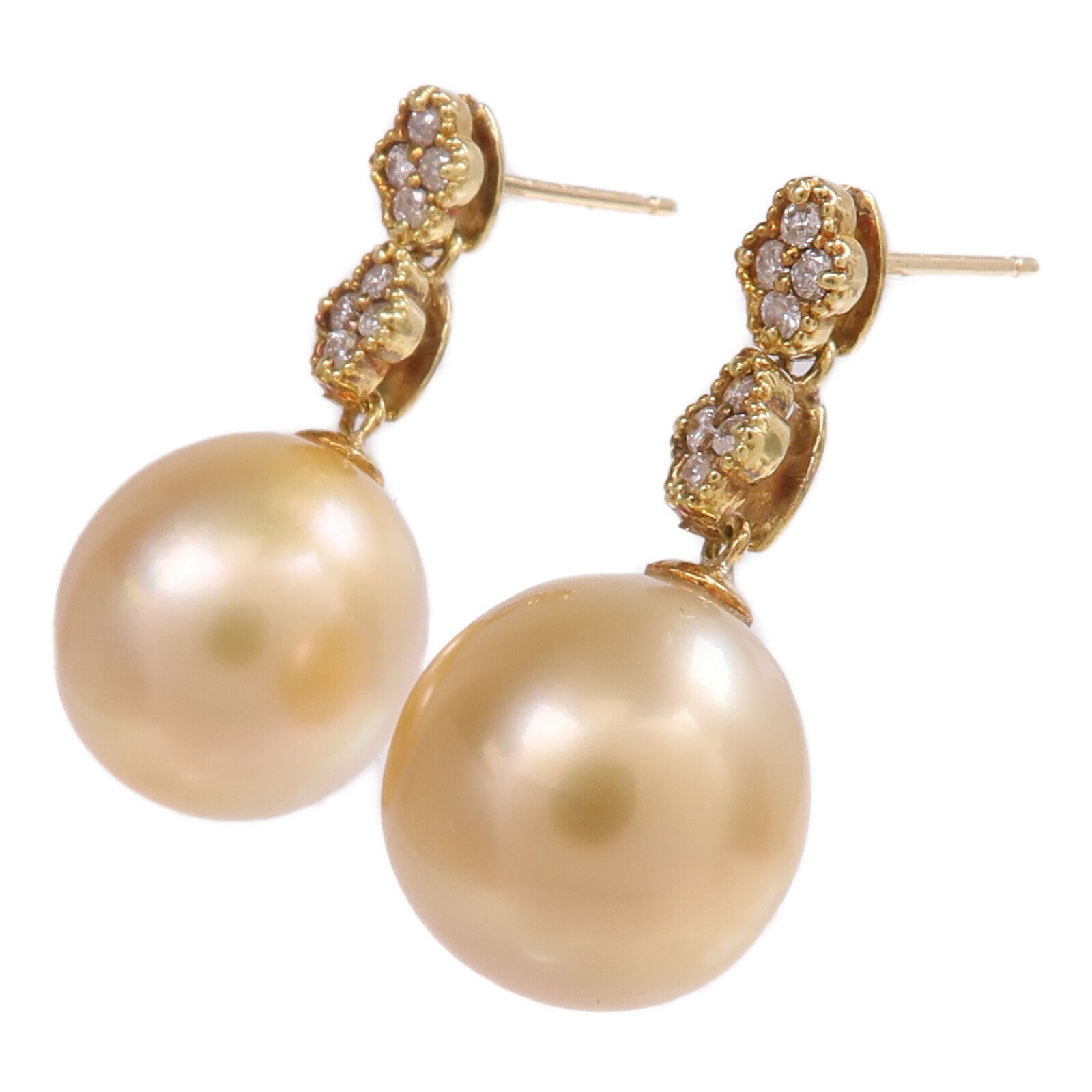 JEWELRY 【激減優惠】18K黃金Pearl Diamond Earrings珍珠/鑽石耳環