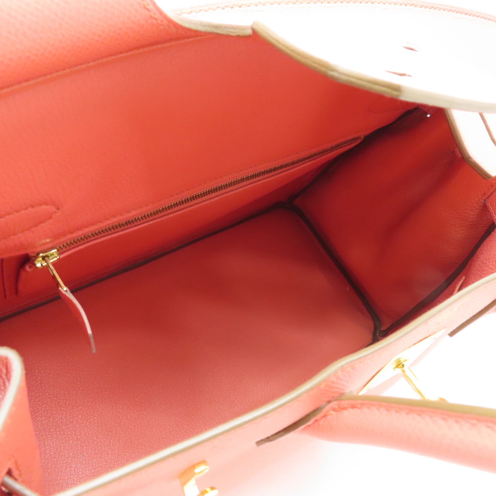 HERMES Epsom皮革Birkin 30金扣手挽袋Flamengo粉红色