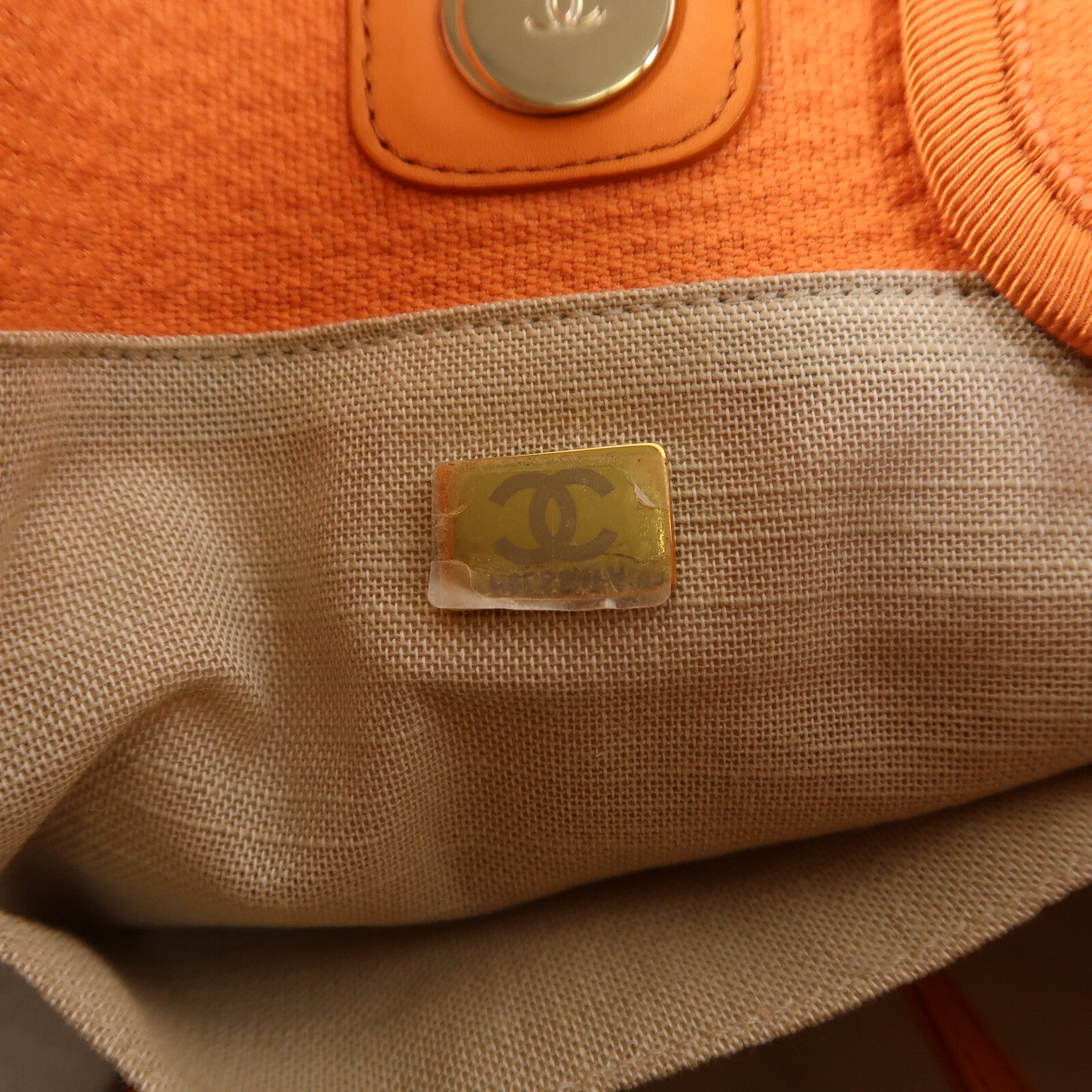 CHANEL 帆布Deauville Tote金扣手挽肩背兩用袋
