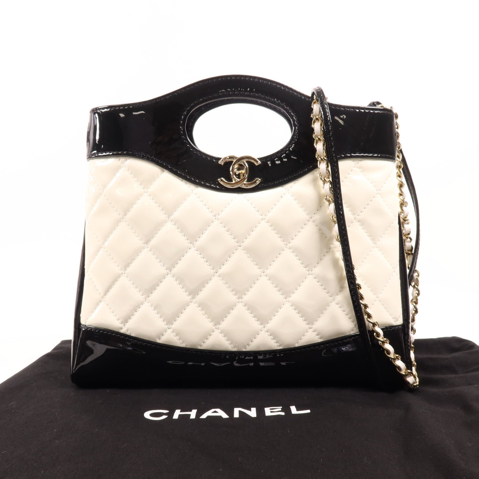 CHANEL 漆皮皮革Chanel 31 Mini金扣手挽肩背兩用袋