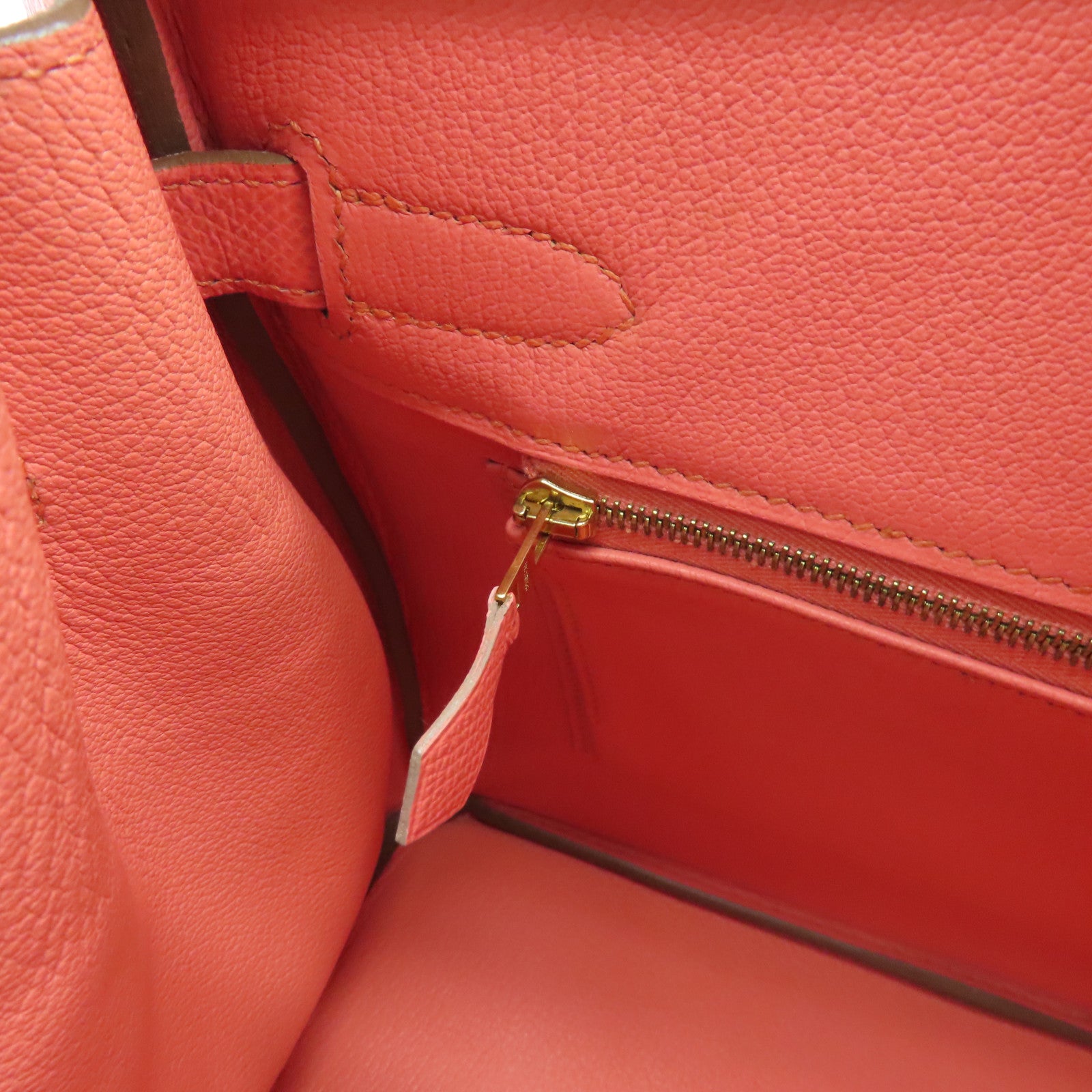HERMES Epsom皮革Birkin 30金扣手挽袋Flamengo粉红色