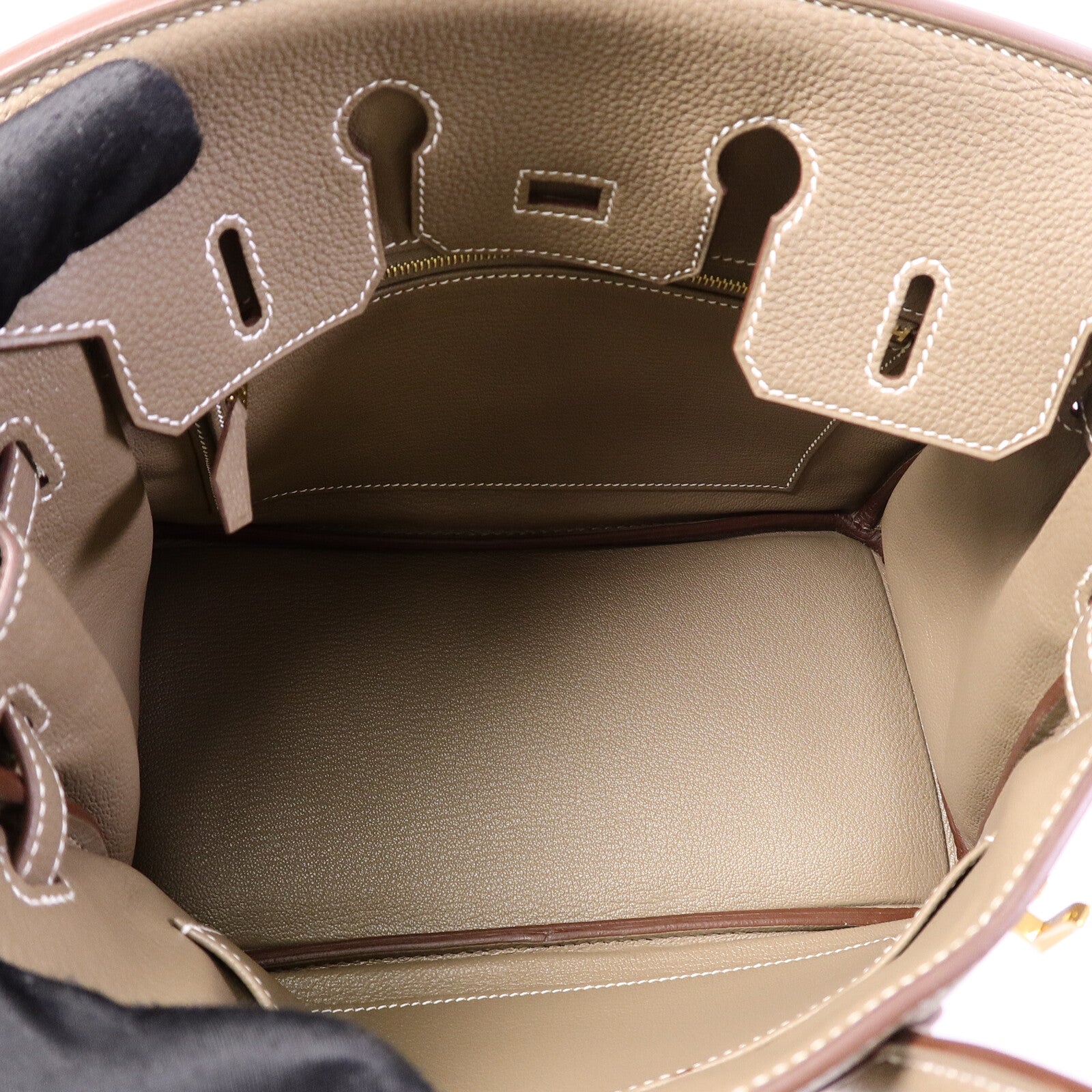 HERMES Togo皮革Birkin 25手挽袋Etoupe