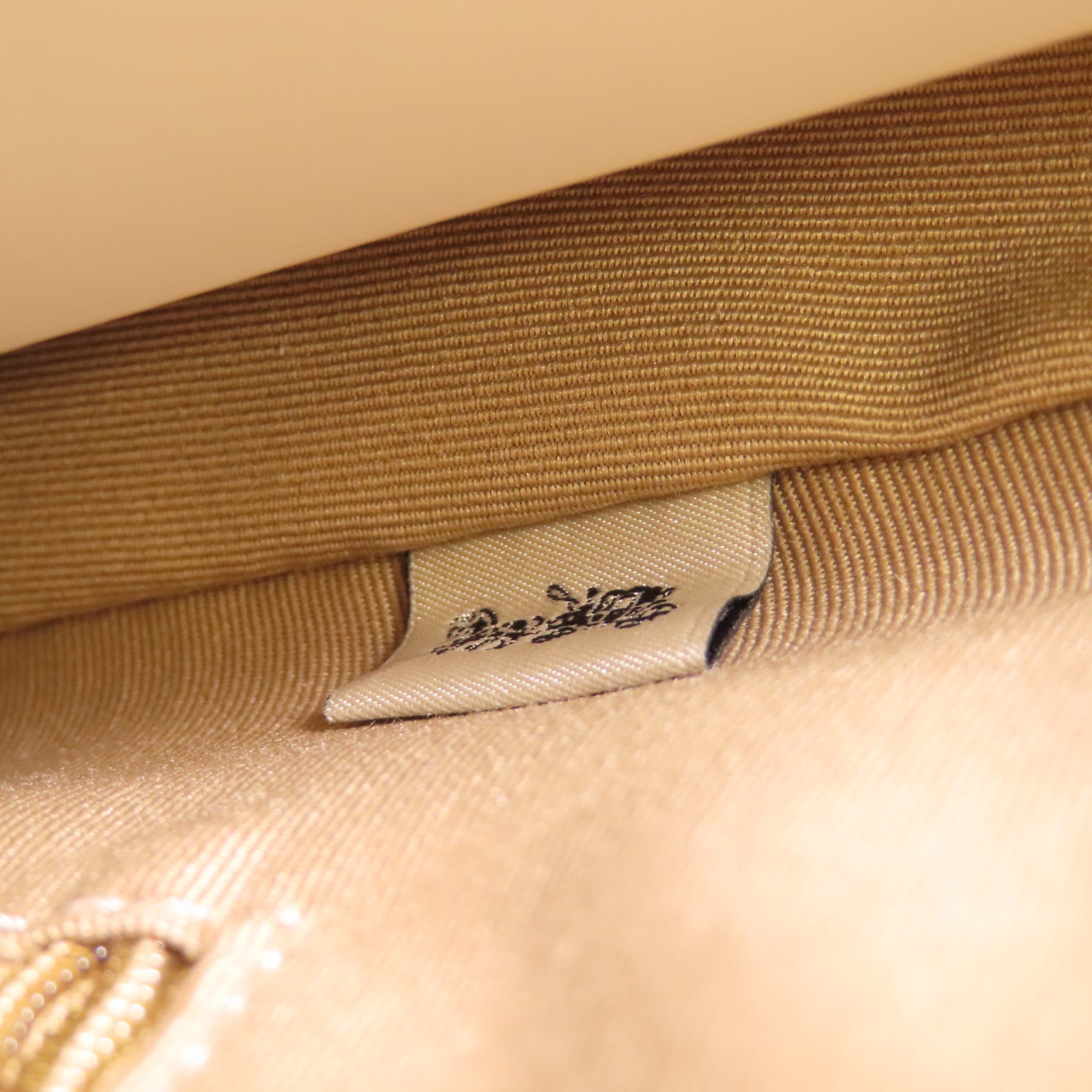 COACH GHW Shoulder Bag Calfskin Leather