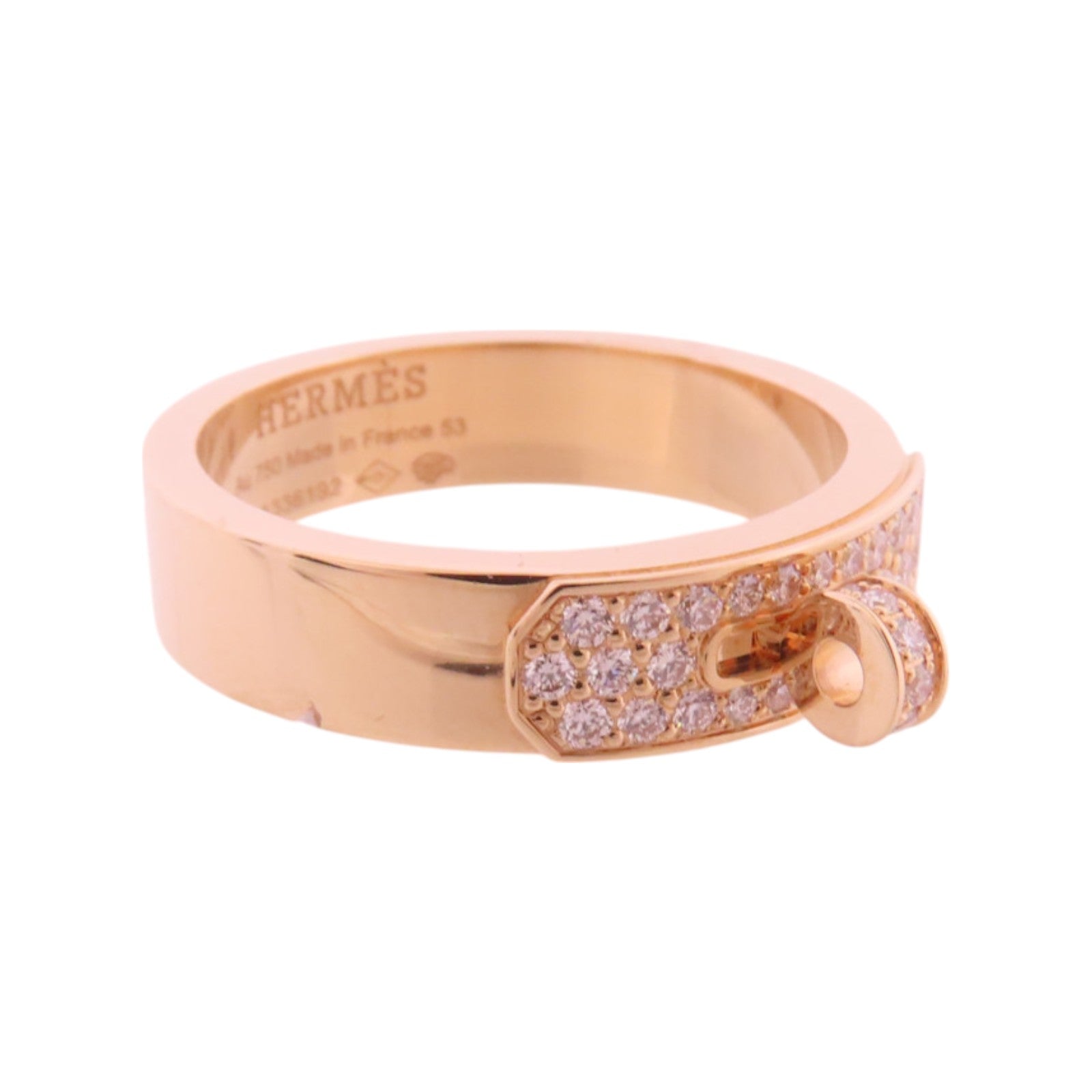HERMES 18K玫瑰金Kelly Ring鑽石戒指#53/US#6.25