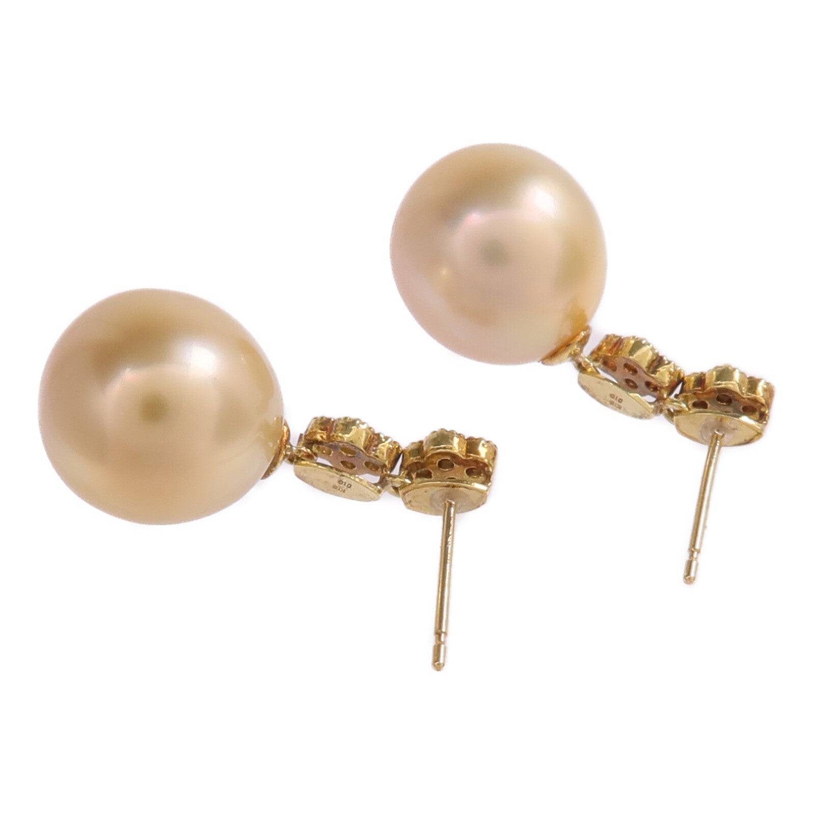 JEWELRY 【激減優惠】18K黃金Pearl Diamond Earrings珍珠/鑽石耳環