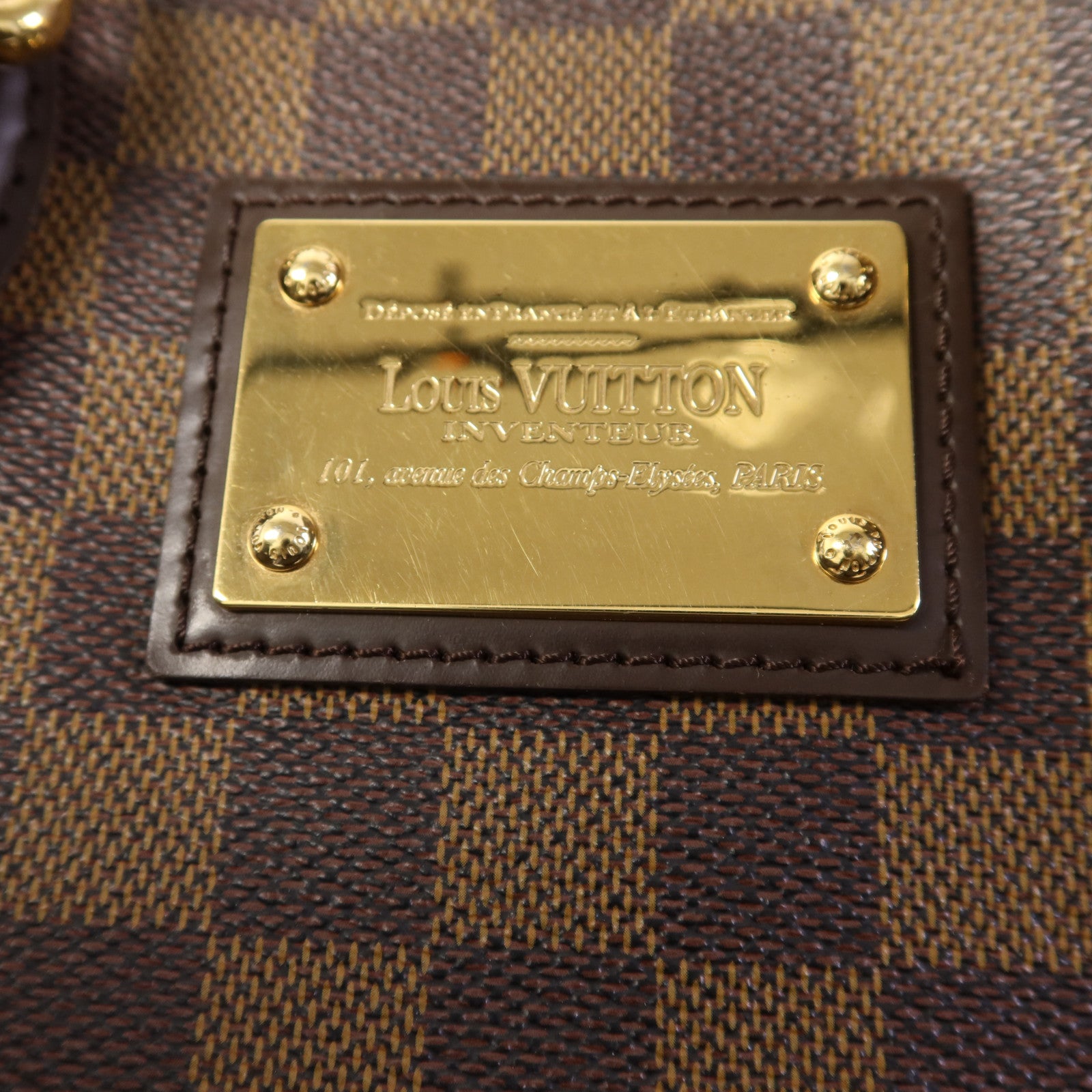 LOUIS VUITTON Damier Hampstead PM金扣手挽袋