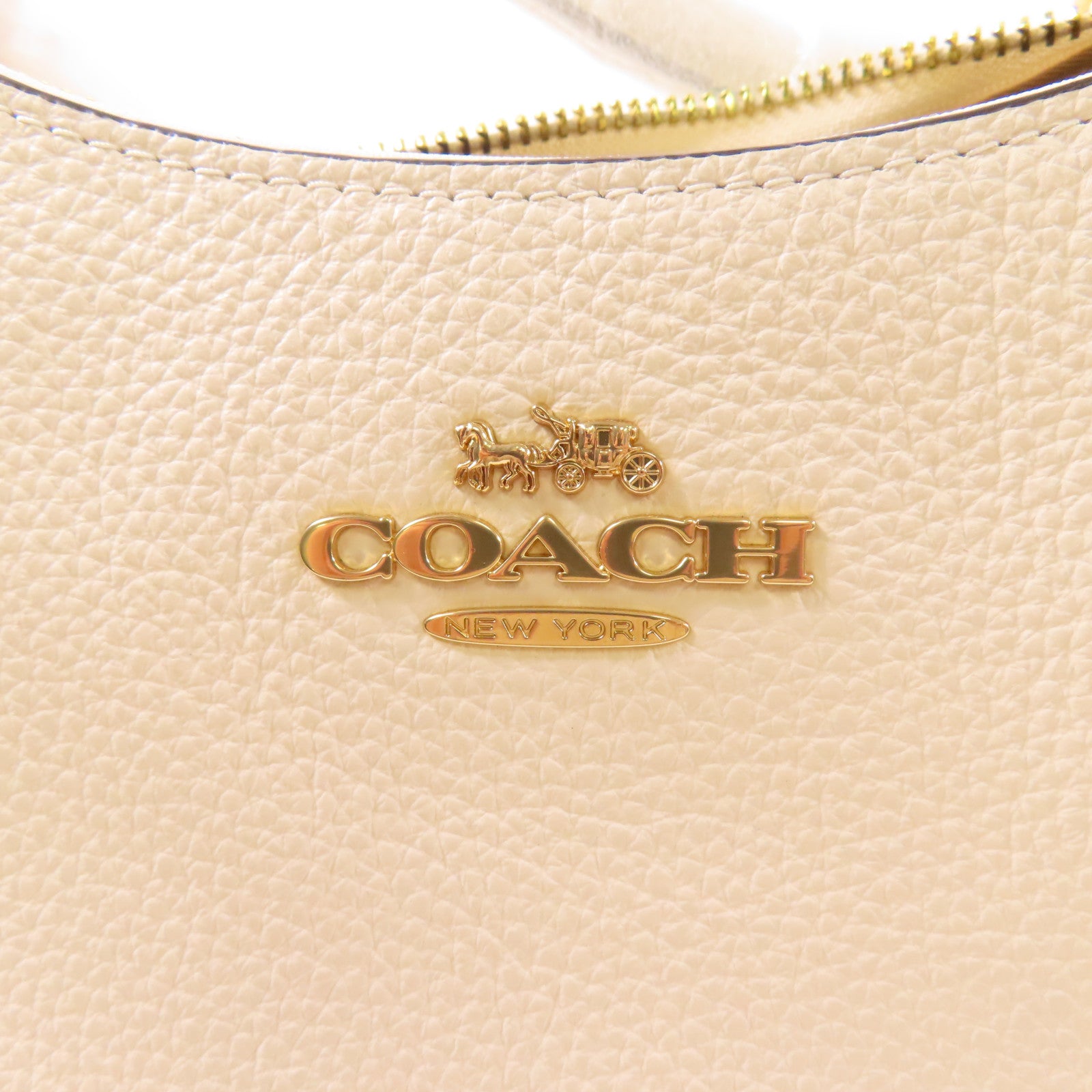 COACH GHW Shoulder Bag Calfskin Leather