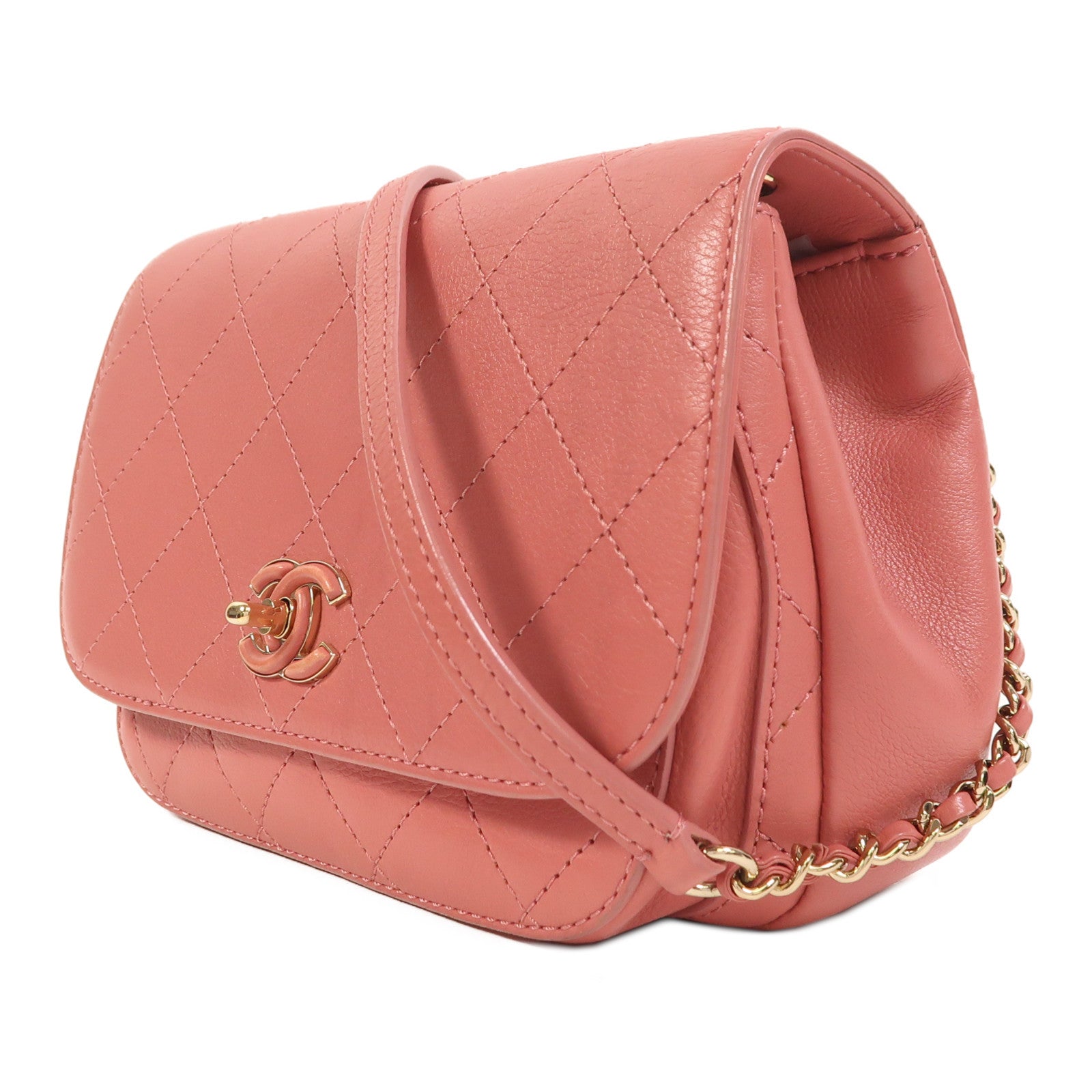 CHANEL 【激減優惠】牛皮皮革Chain Shoulder金扣鏈帶肩背袋