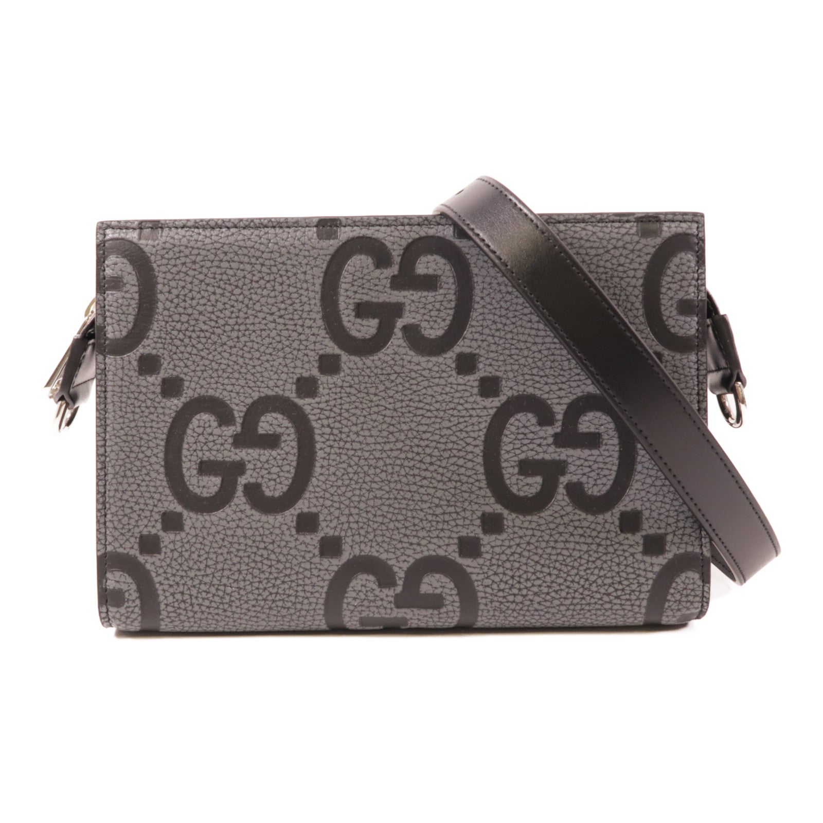 GUCCI 【激減優惠】皮革Jumbo GG Mini銀扣肩背袋