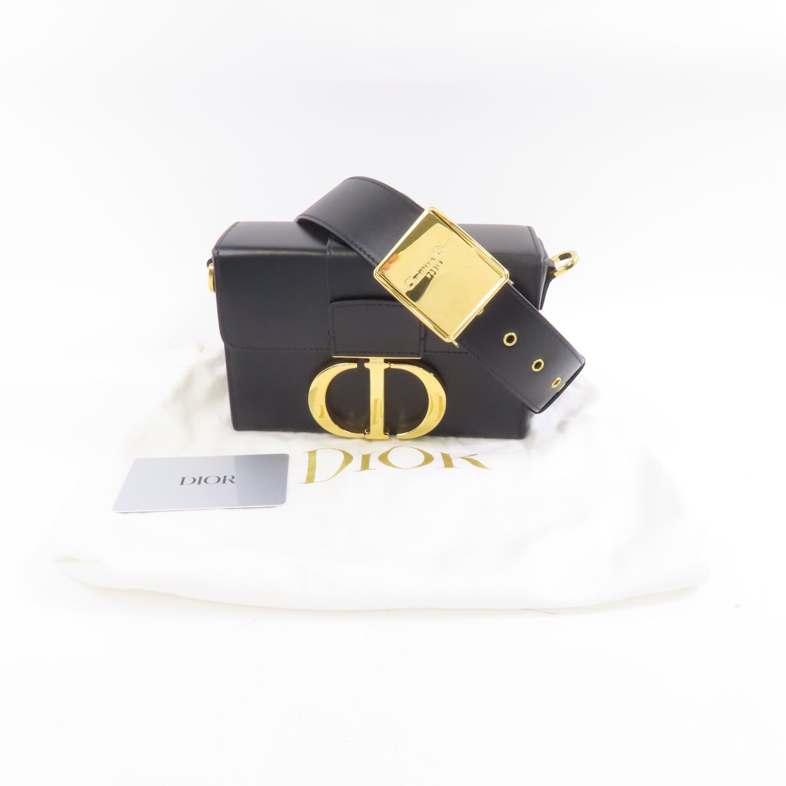 Dior 牛皮皮革Montaigne 30金扣肩背袋黑色
