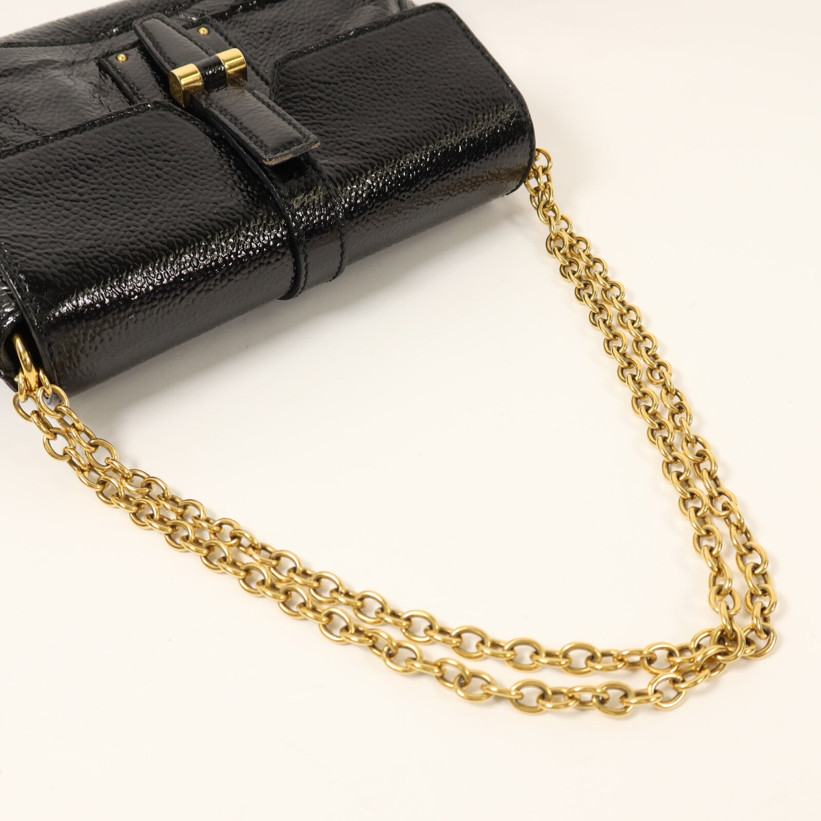 YVES SAINT LAURENT 漆皮皮革Emma Bag金扣鏈帶肩背袋