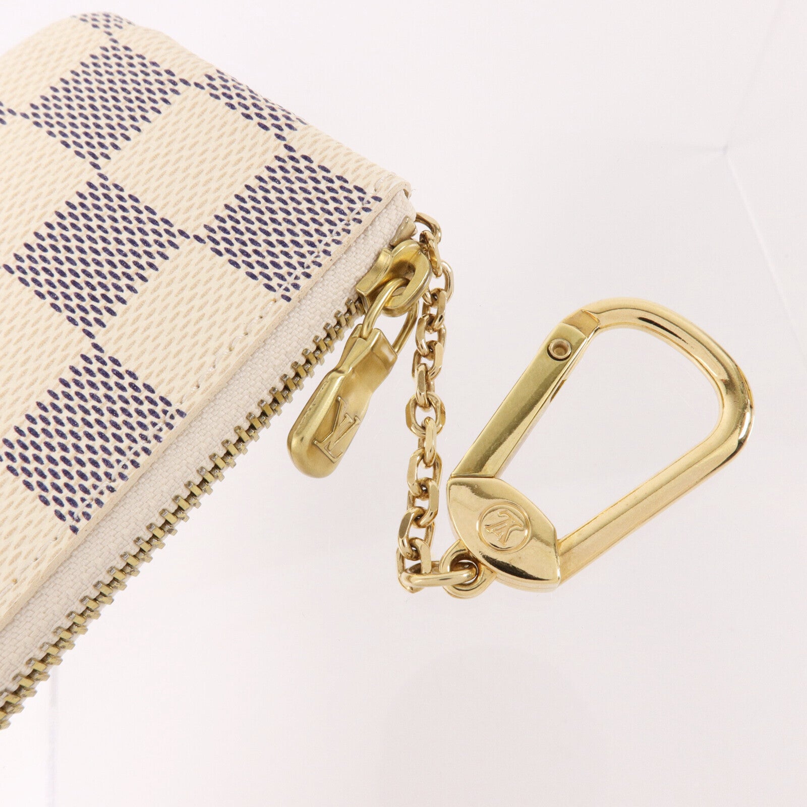 LOUIS VUITTON Damier Azur Pochette Cles Key Pouch Coin Purse金扣鎖匙/零錢包