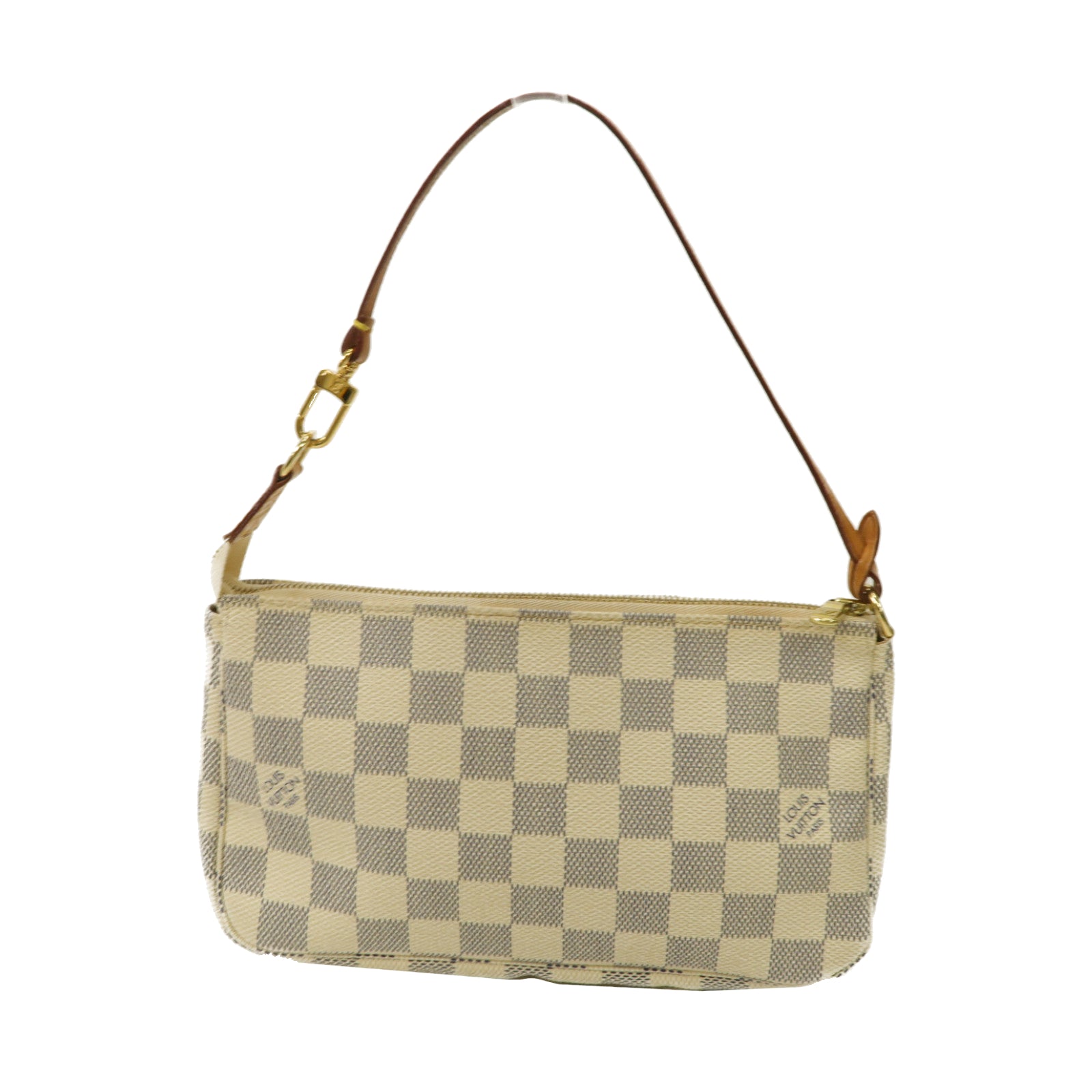 LOUIS VUITTON Damier Azur Pochette Accessoires金扣手拿包白色