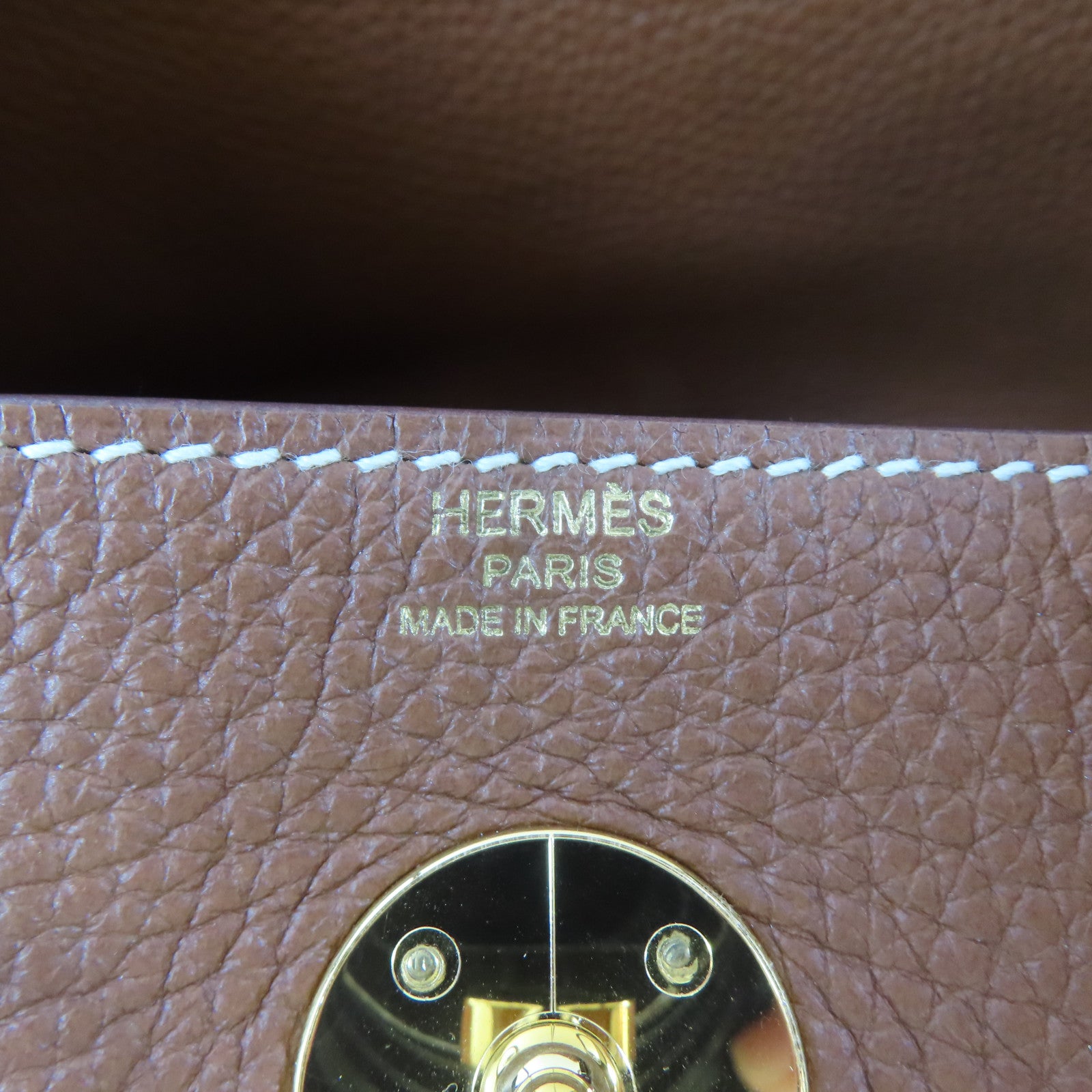 HERMES Clemence皮革Lindy 26金扣手挽肩背兩用袋Gold/啡色
