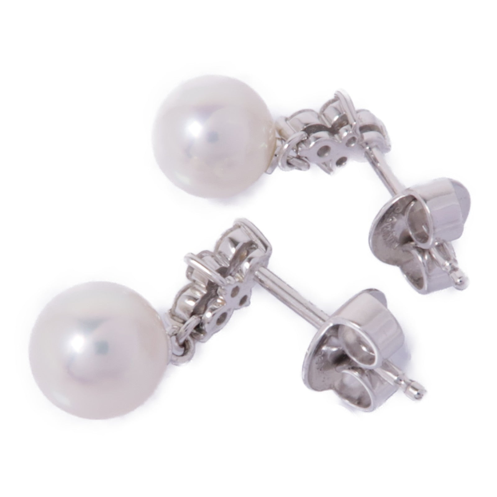 MIKIMOTO 18K白金Pearl/Diamond Earrings珍珠/鑽石耳環