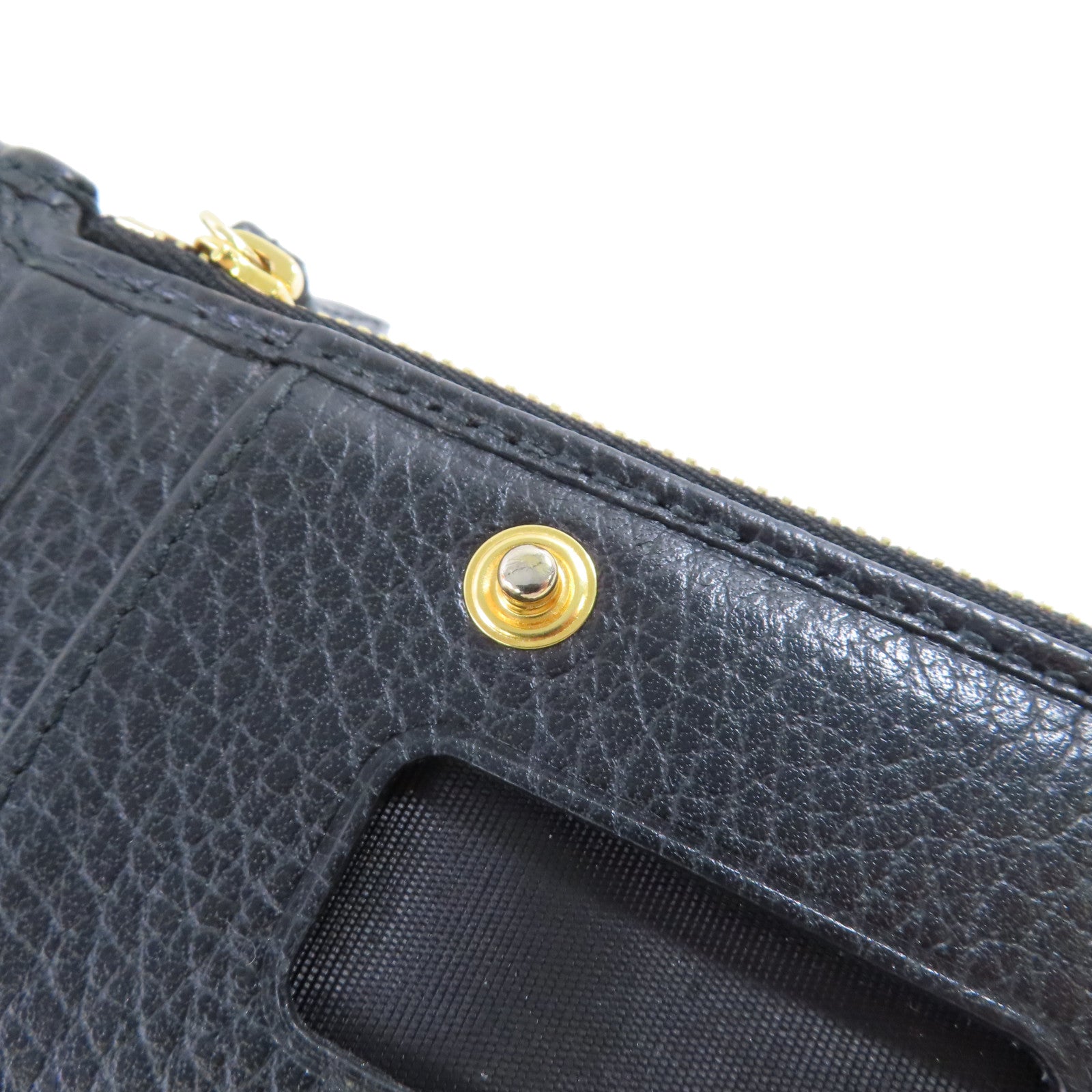 GUCCI 牛皮皮革Petit GG Marmont L-Shaped Zipper Medium Wallet金扣錢包黑色