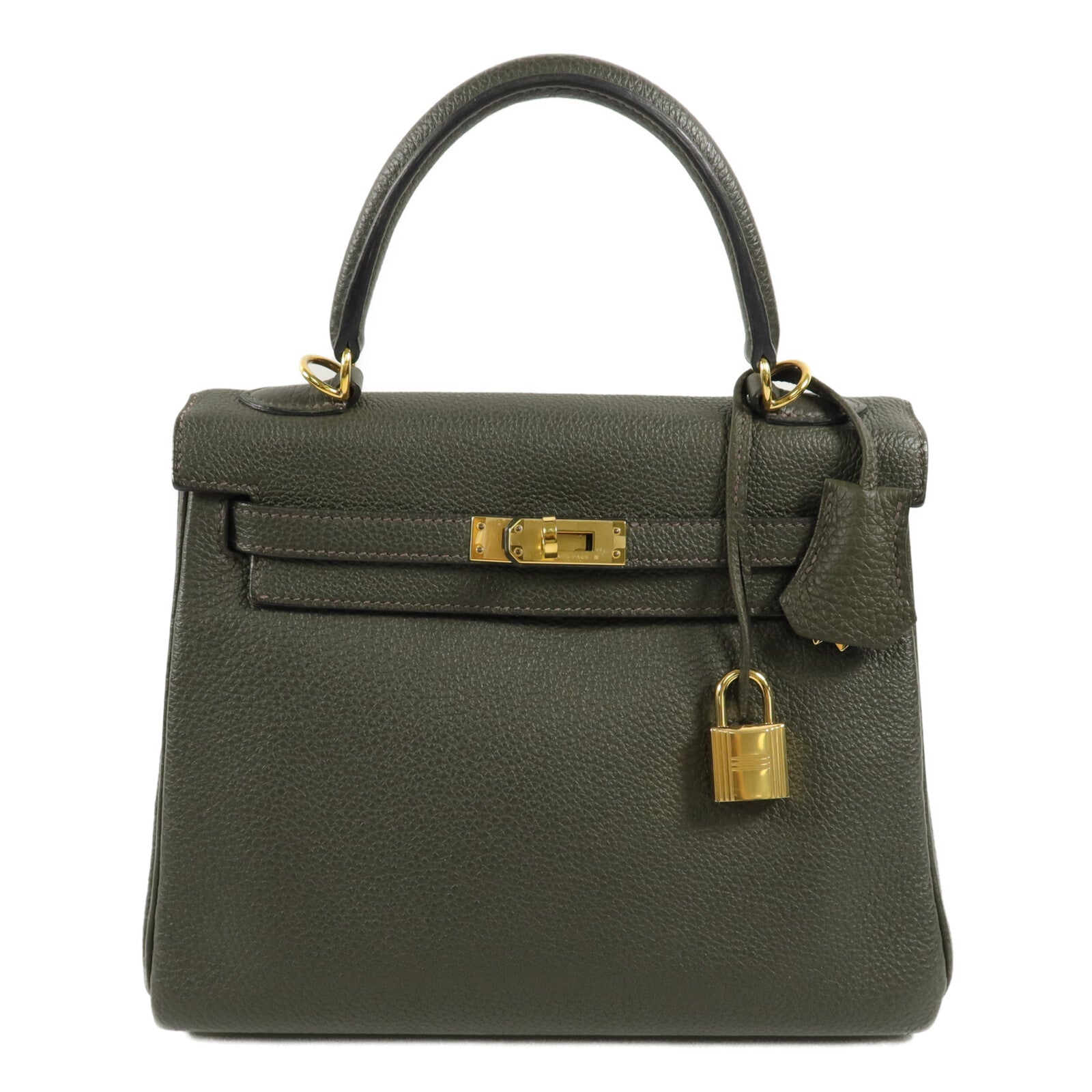 HERMES 皮革Kelly 25手挽肩背兩用袋Vert De Gris