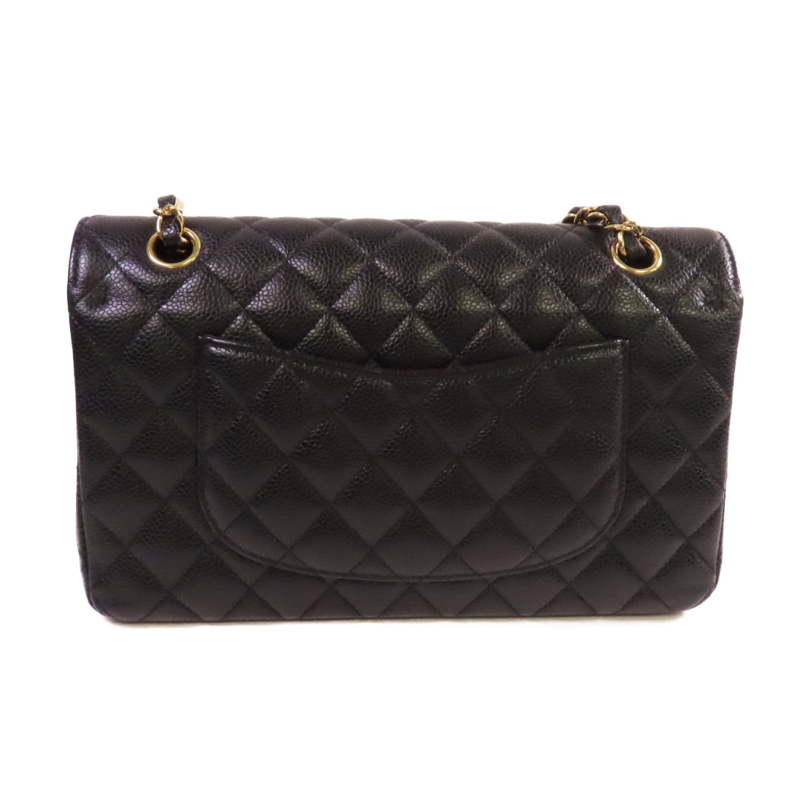 CHANEL 菱格Caviar皮革Classic 25 Chain Shoulder Bag金扣鏈帶肩背袋黑色