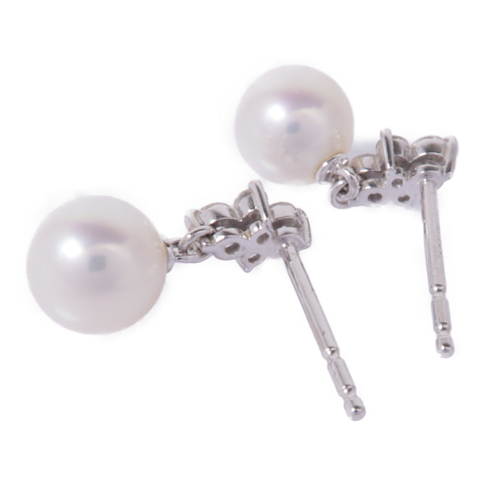 MIKIMOTO 18K白金Pearl/Diamond Earrings珍珠/鑽石耳環
