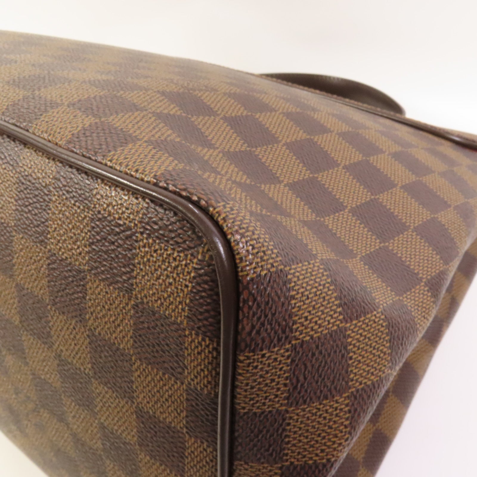 LOUIS VUITTON Damier Bergamo MM金扣手挽袋