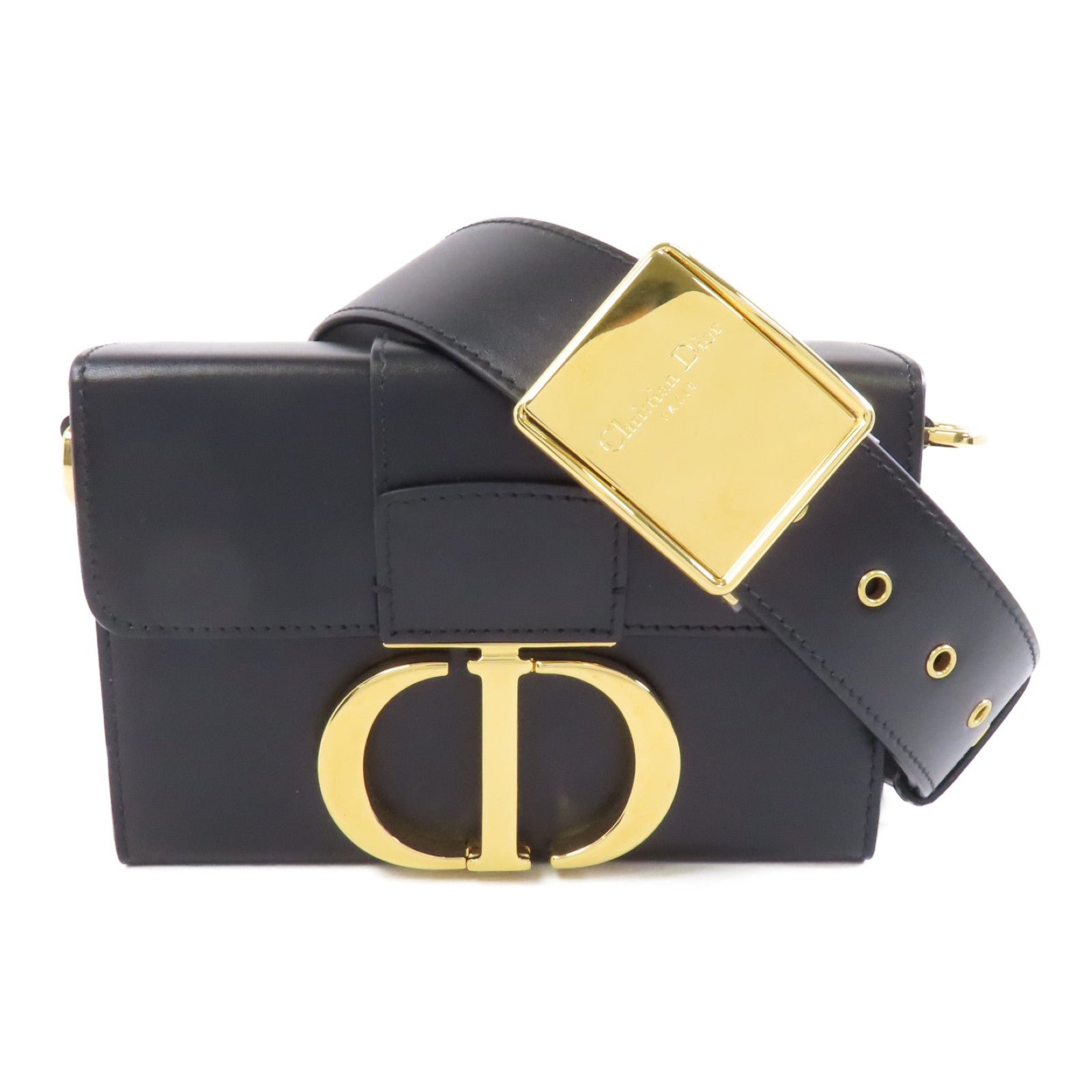 Dior 牛皮皮革Montaigne 30金扣肩背袋黑色