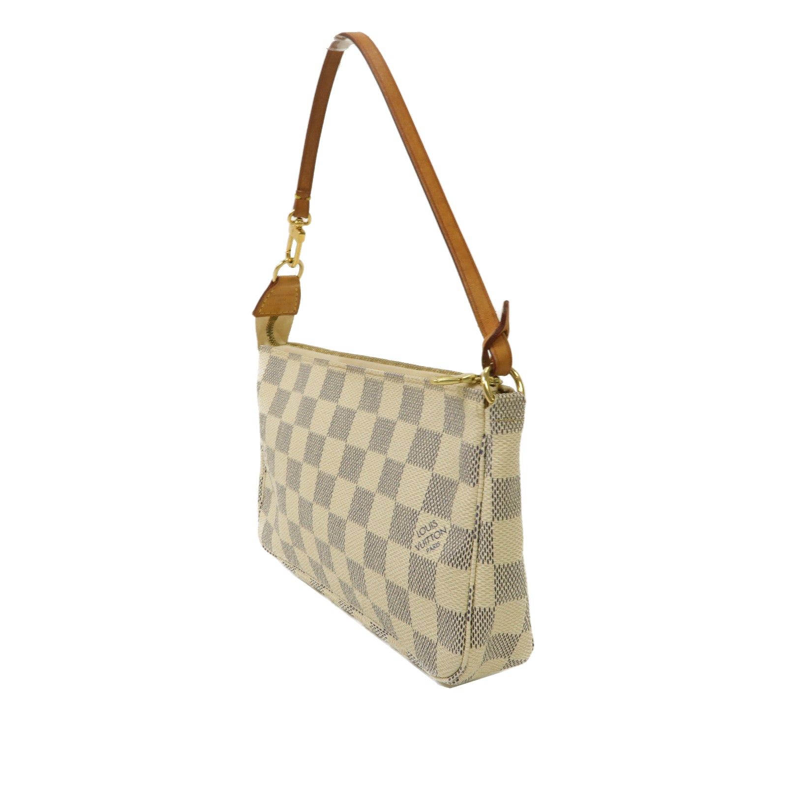 LOUIS VUITTON Damier Azur Pochette Accessoires金扣手拿包白色