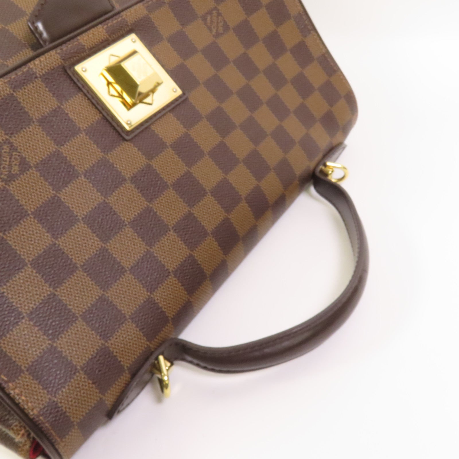 LOUIS VUITTON Damier Bergamo MM金扣手挽袋